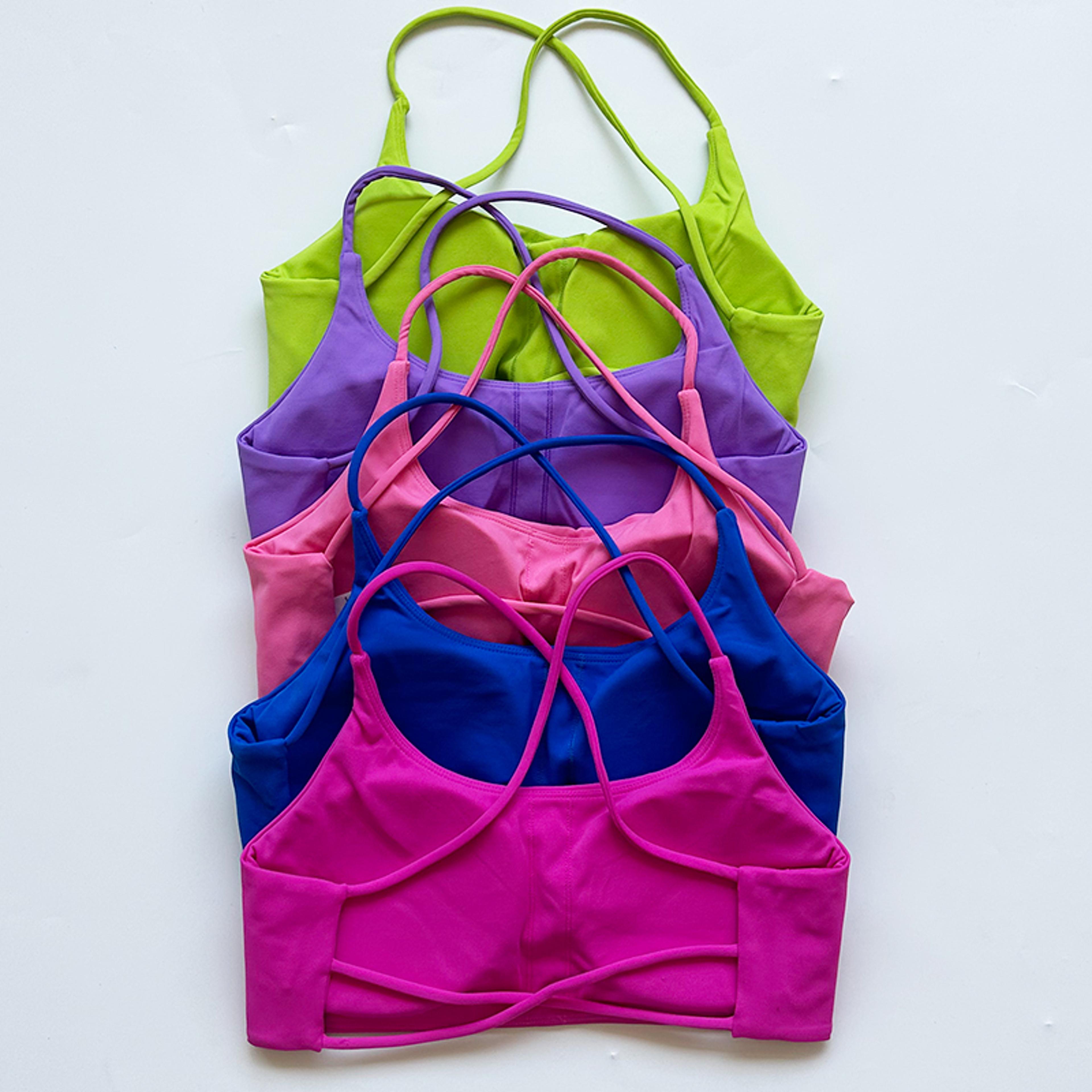 womens nylon cross back sports bra with chest pad for yoga and fitness
