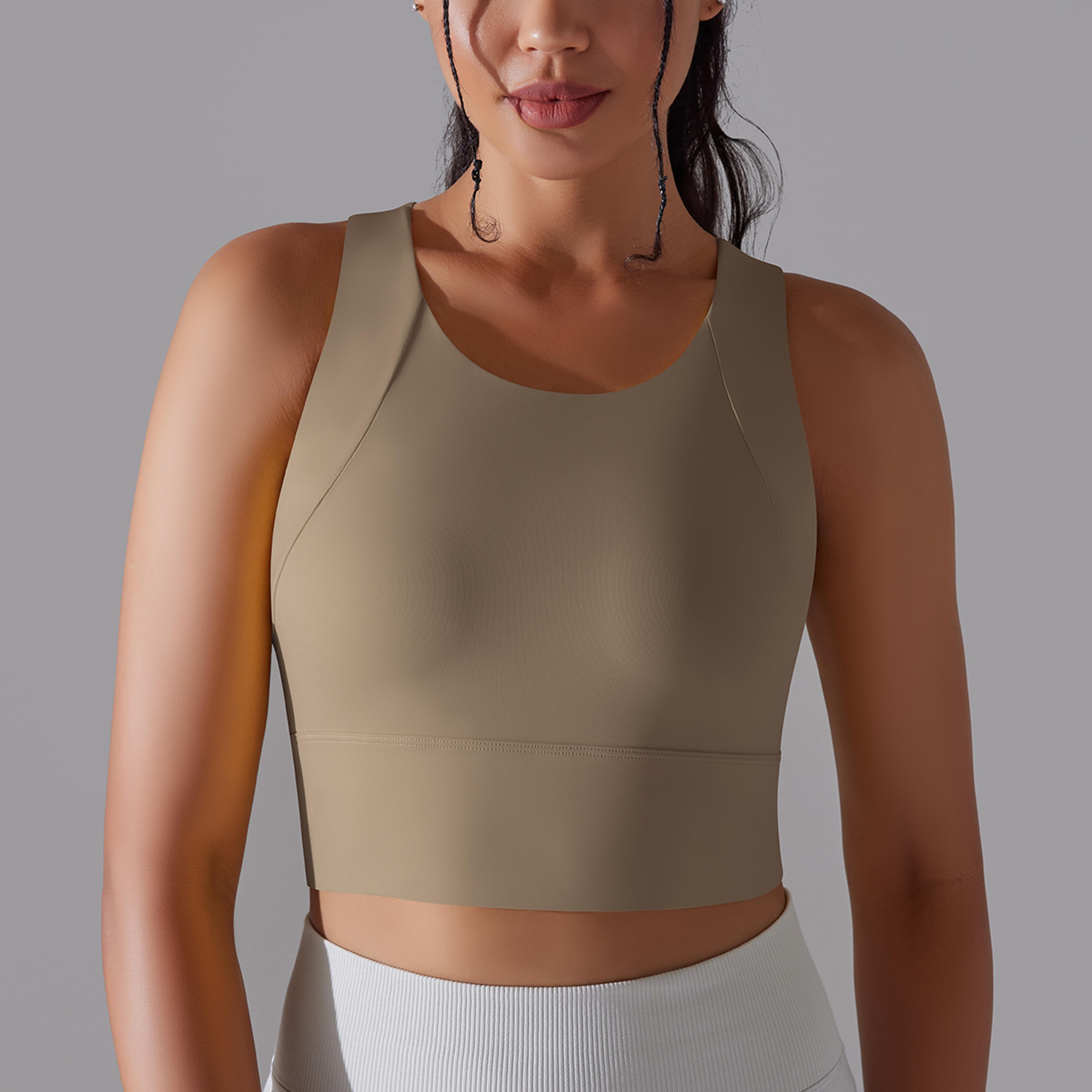 women's high stretch nylon sports bra crop top for yoga and gym