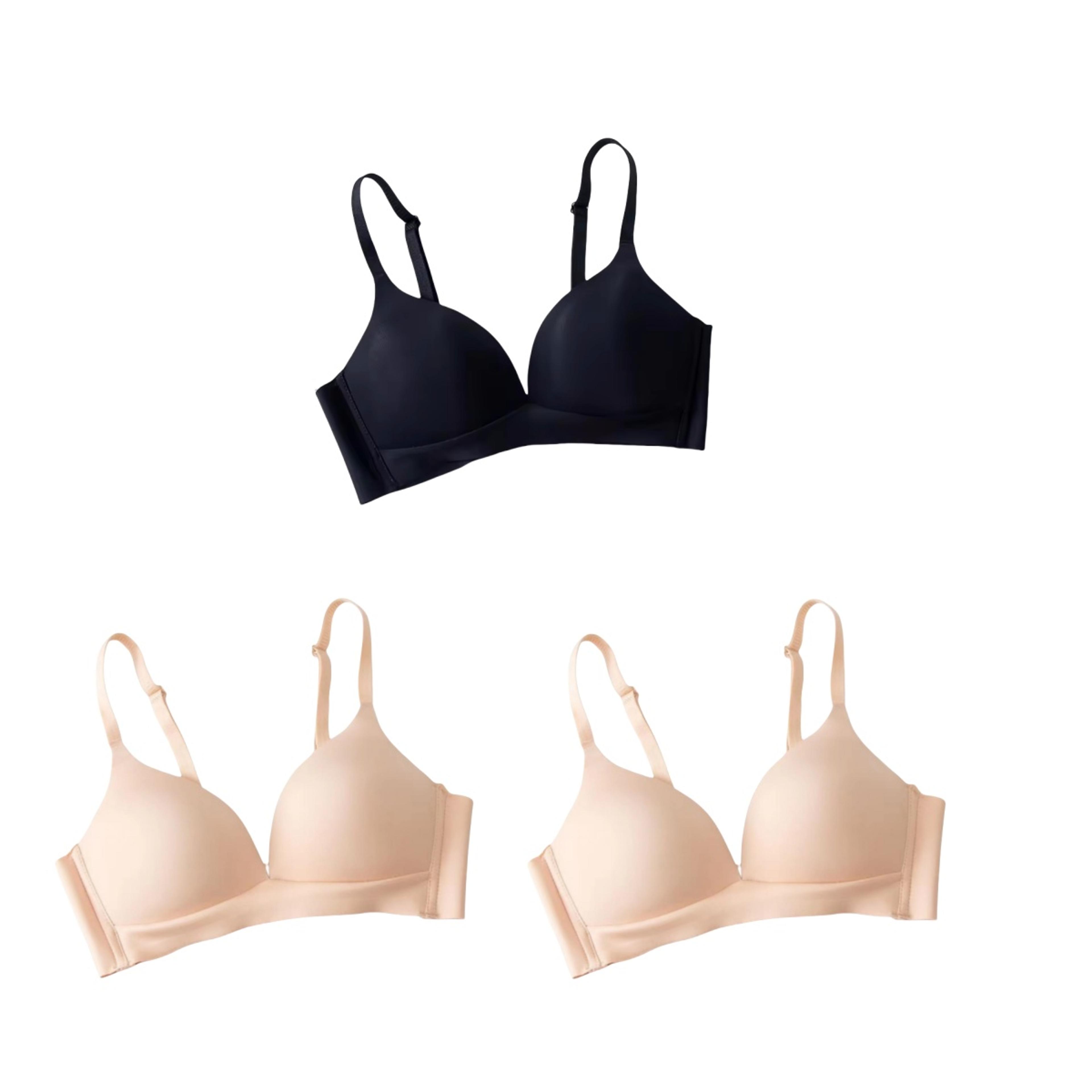 3 pack seamless wire free push up bras with padded 3/4 cups