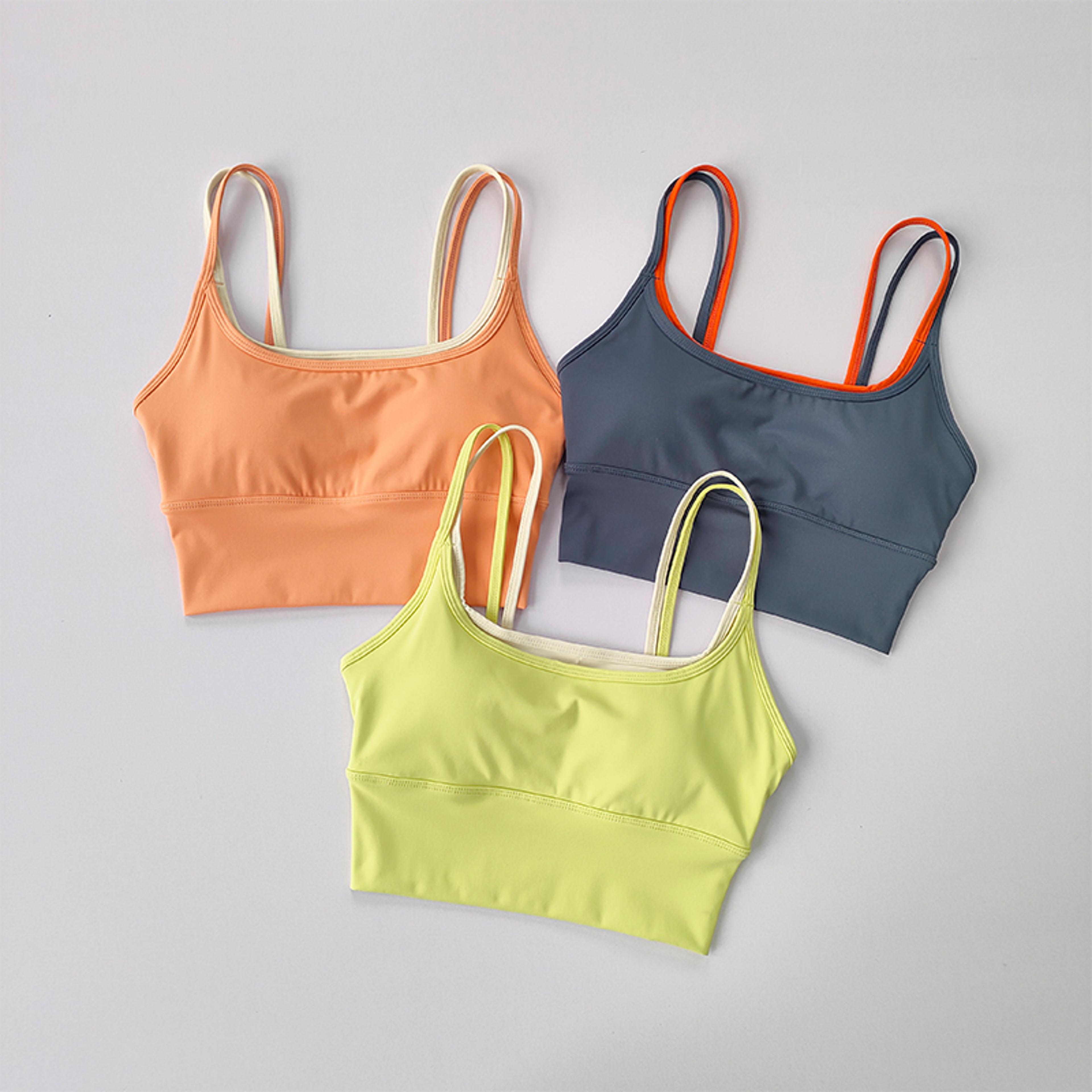 quick dry womens sports bra with supportive double strap design for running and yoga