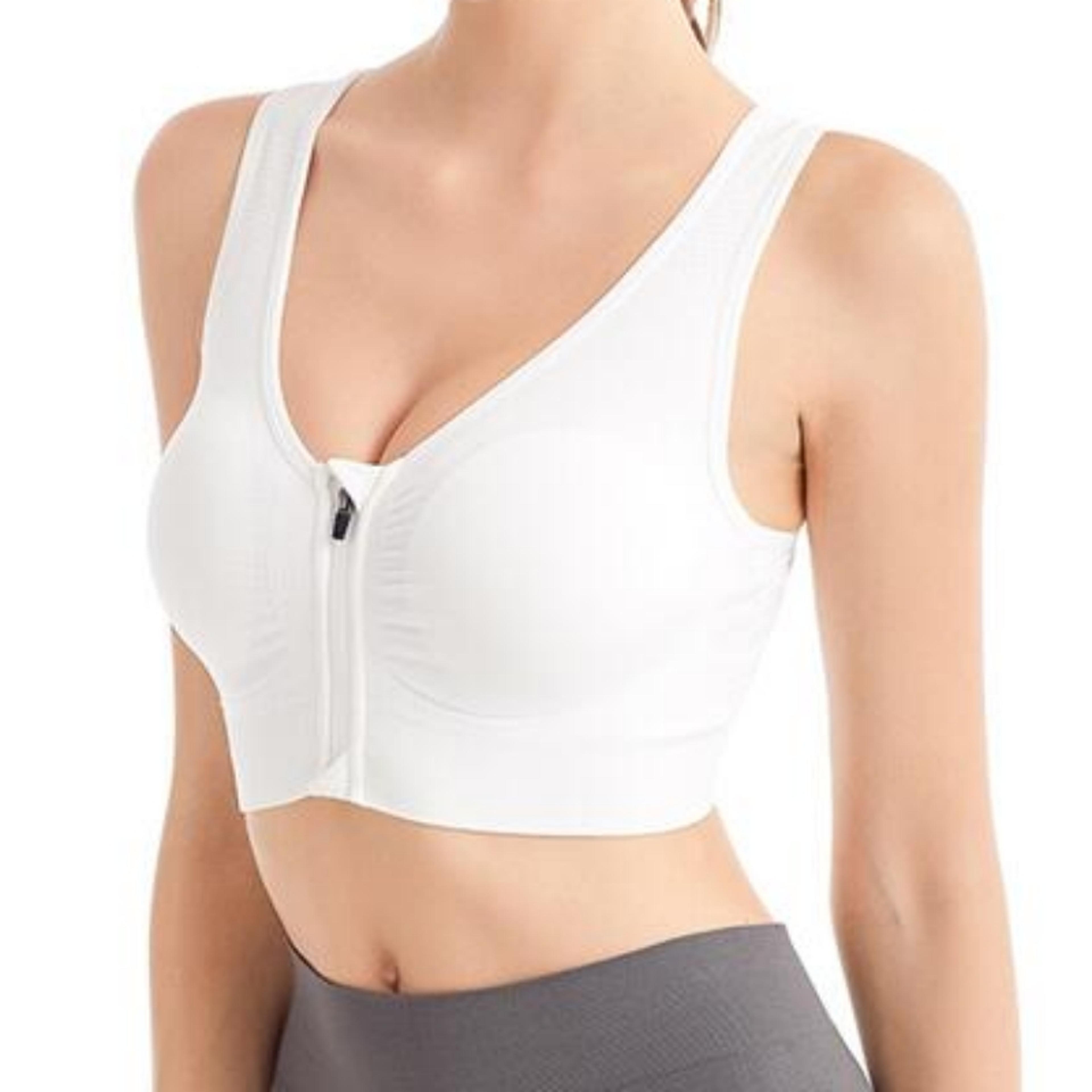 front zip sports bra wire free padded running fitness bra