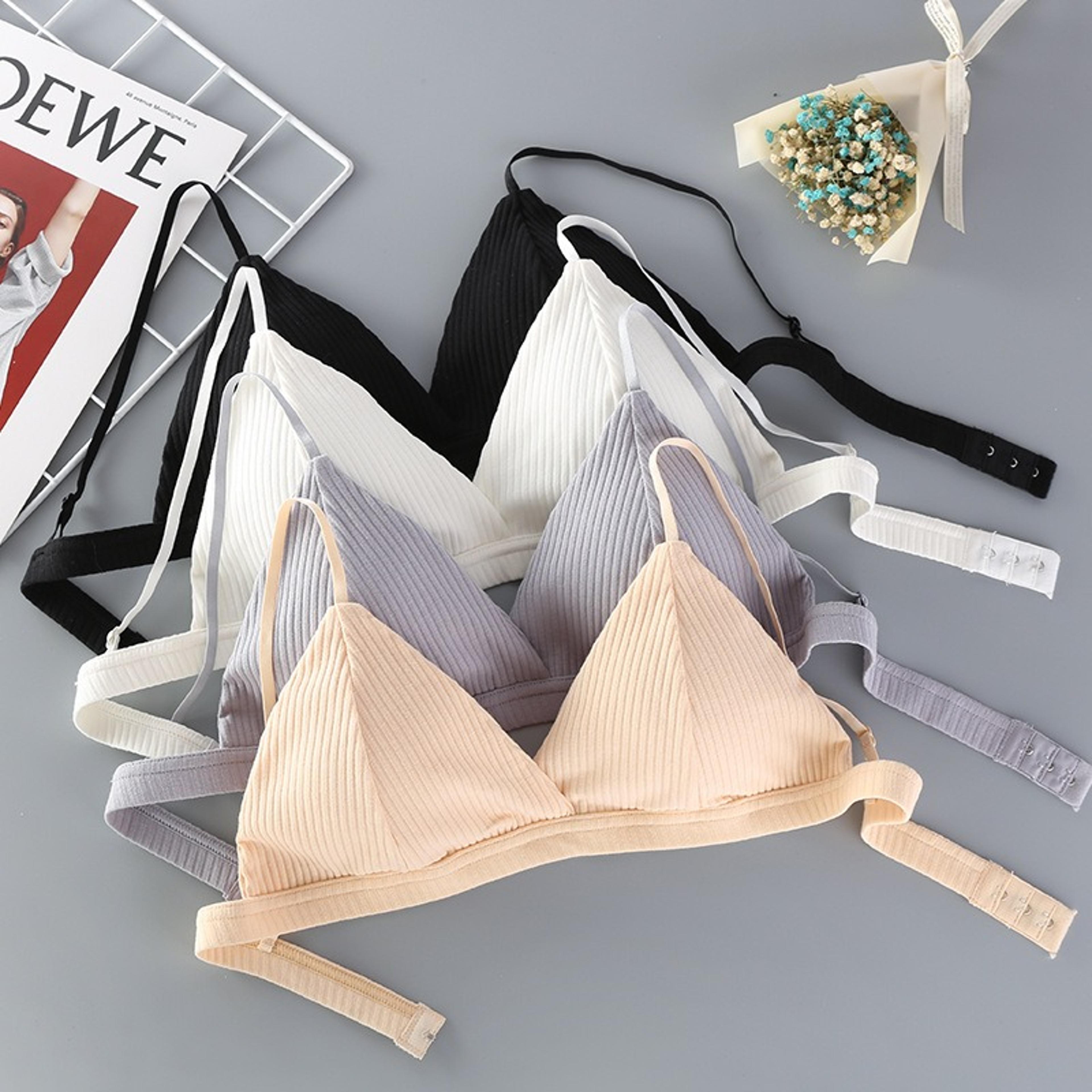 women cotton blend wire-free push-up bra with padded triangle cups