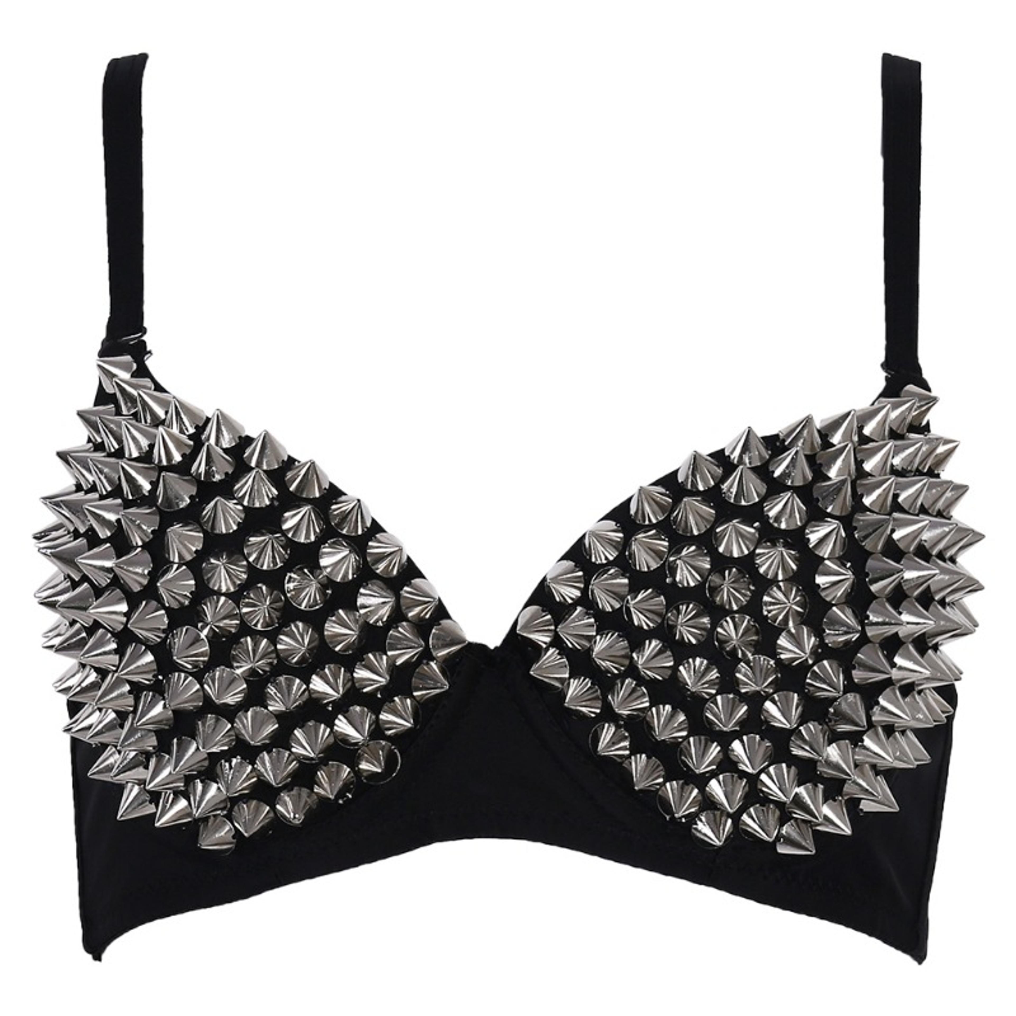 gothic rivet push up bralette wire free party bra with adjustable straps