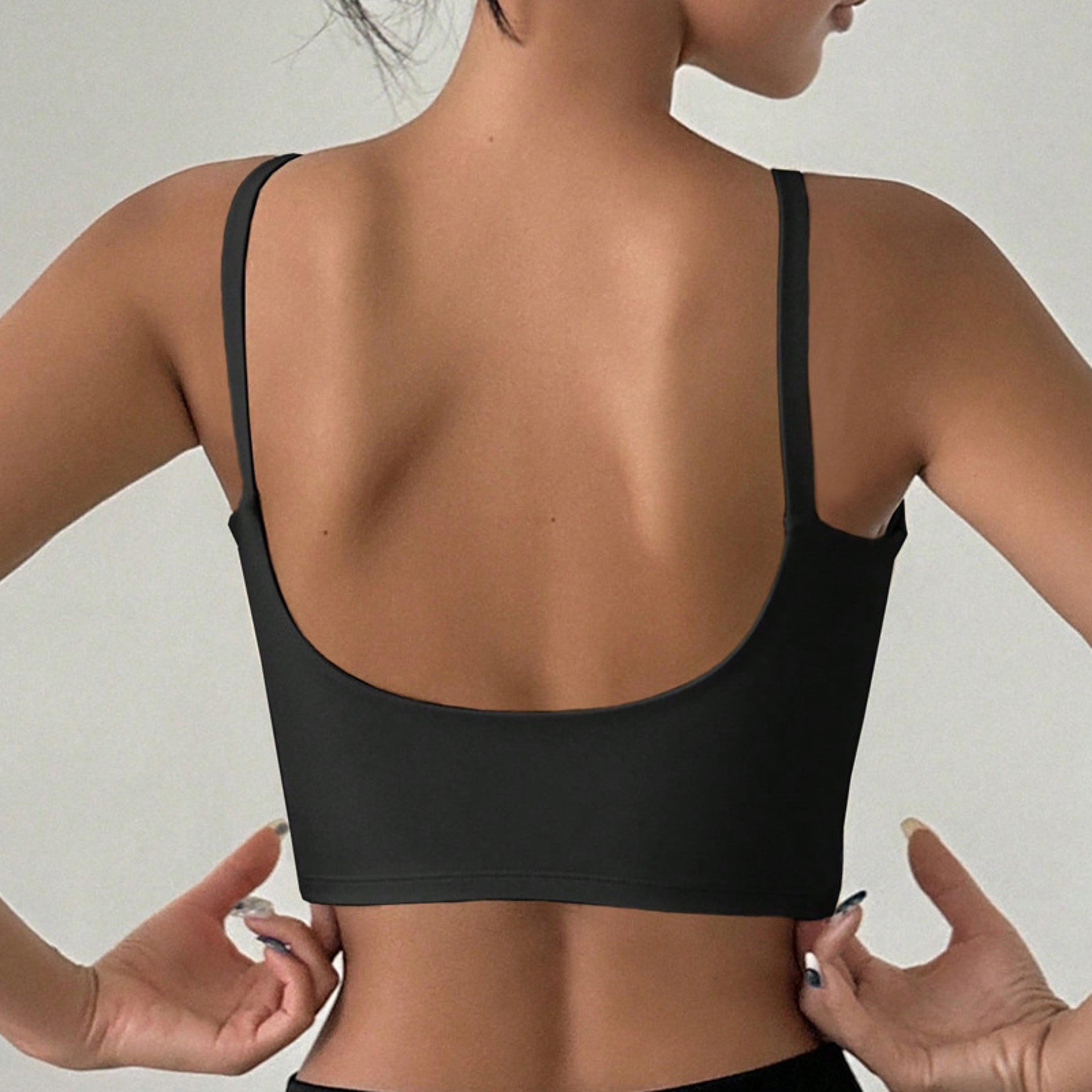 breathable u shaped womens yoga sports bra with chest pad