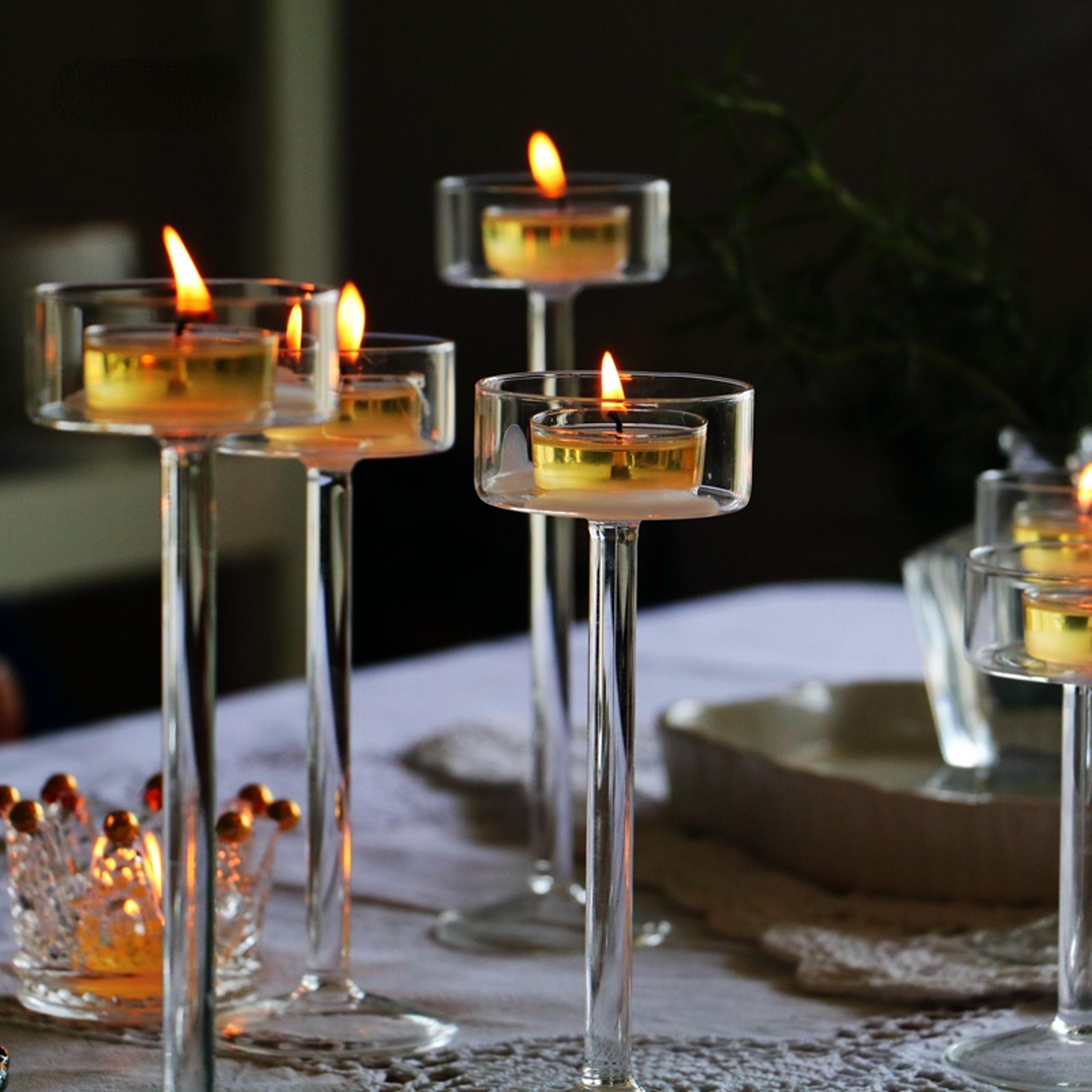 glass tealight candle holders handmade clear wedding table centerpieces