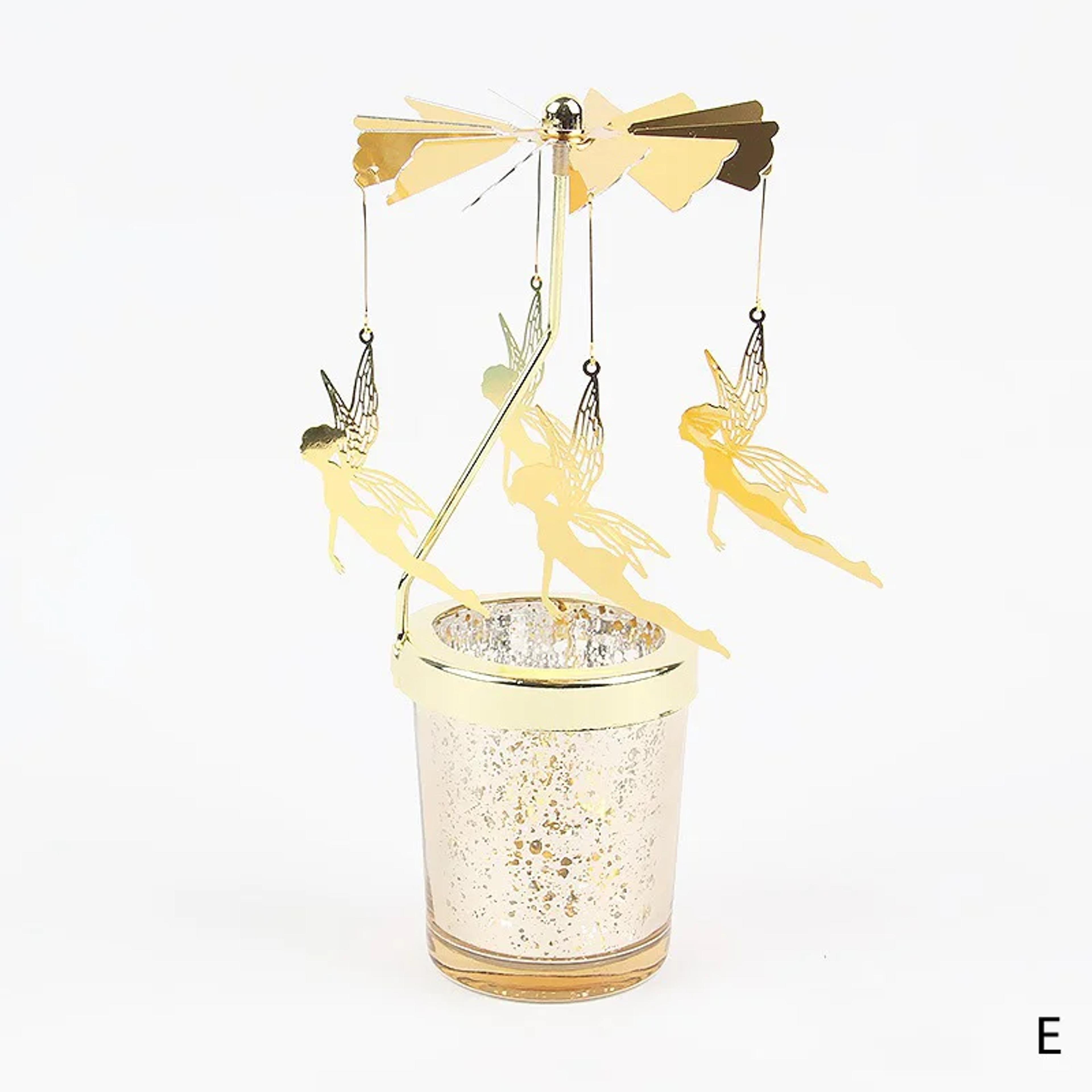 rotating tealight candle holder handmade iron carousel candle stand