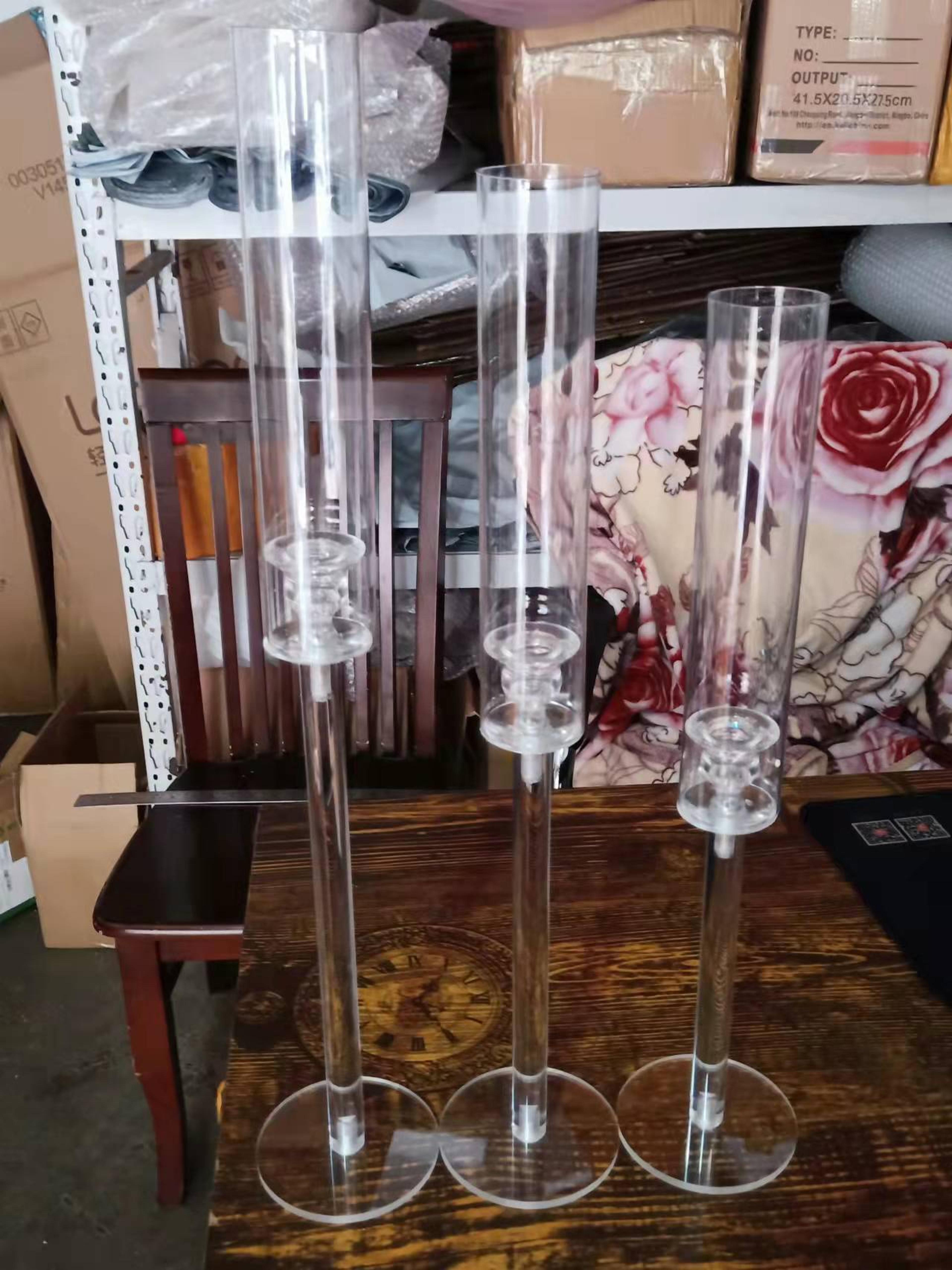 3 piece acrylic candle holder set for weddings and event centerpieces