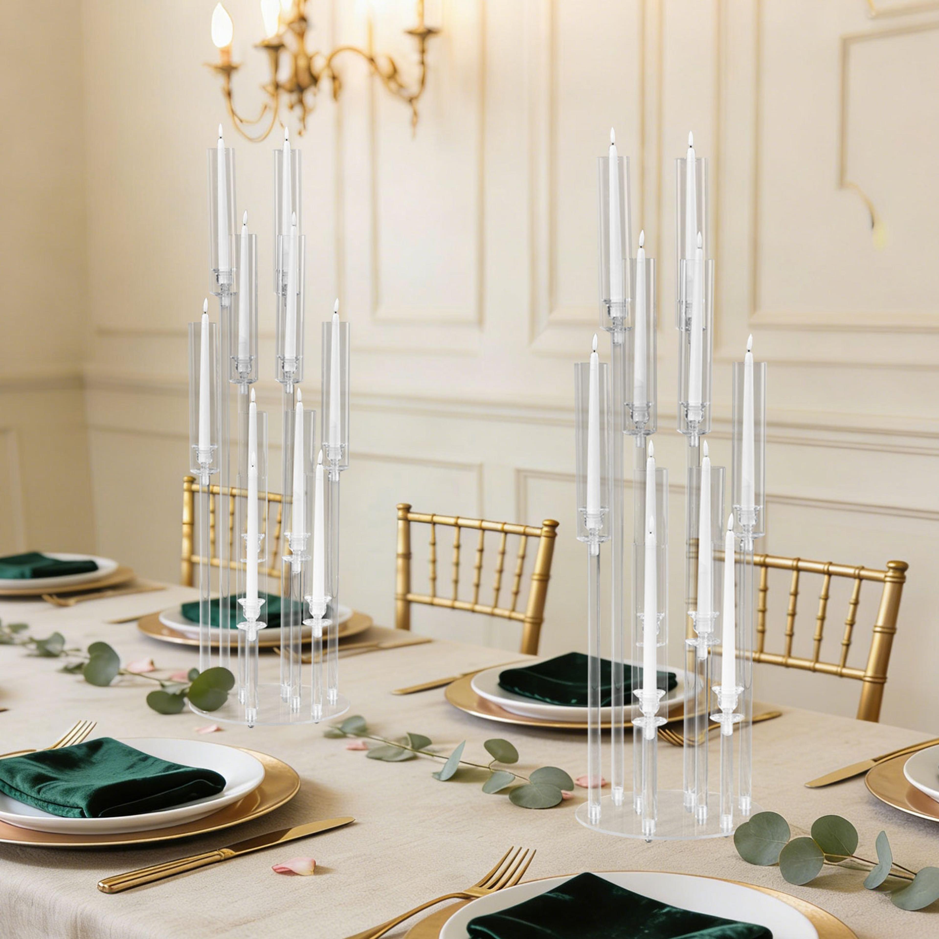 clear acrylic candelabra 10 arm led candle holder 10 piece set