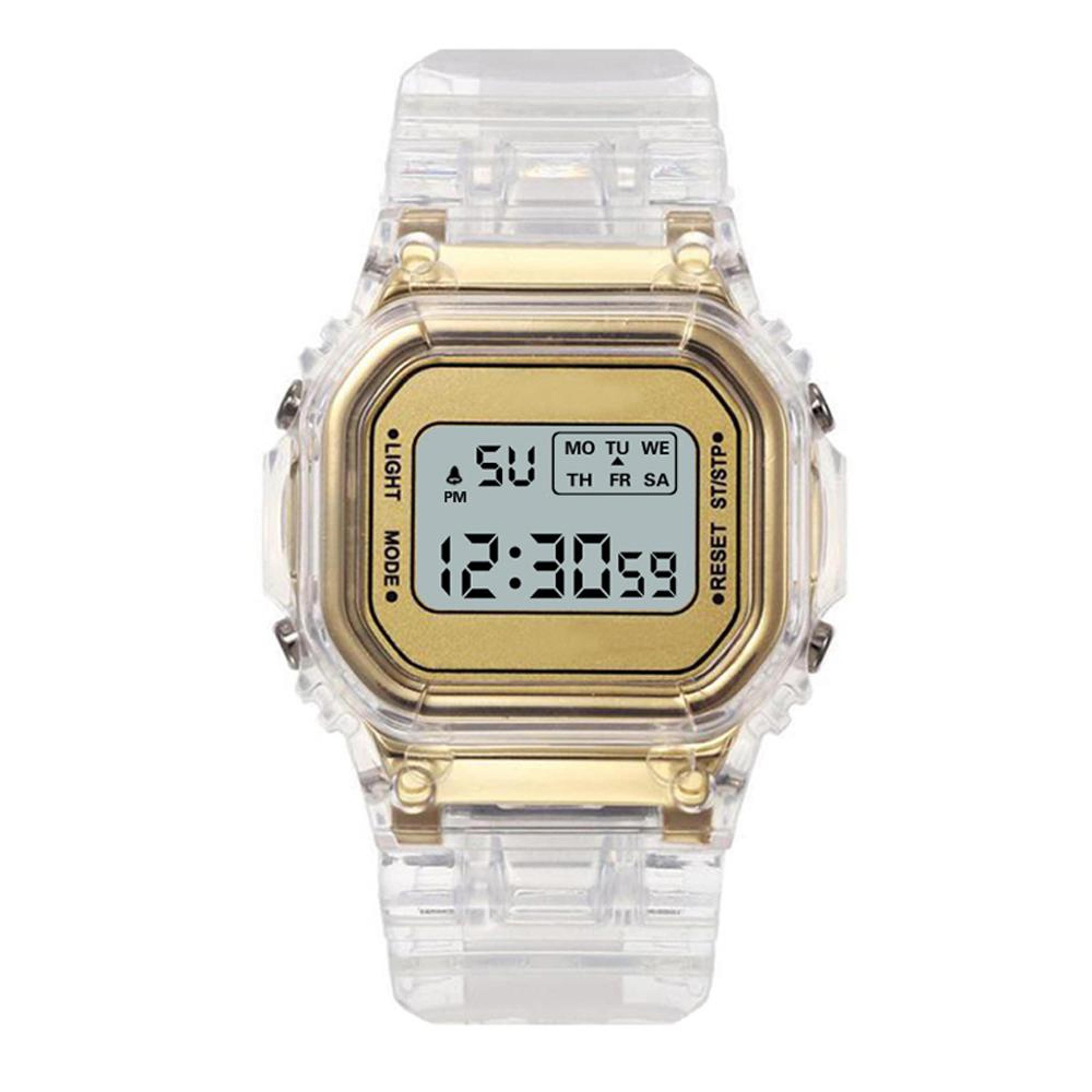 women's stainless steel led digital watch with luminous display and auto date