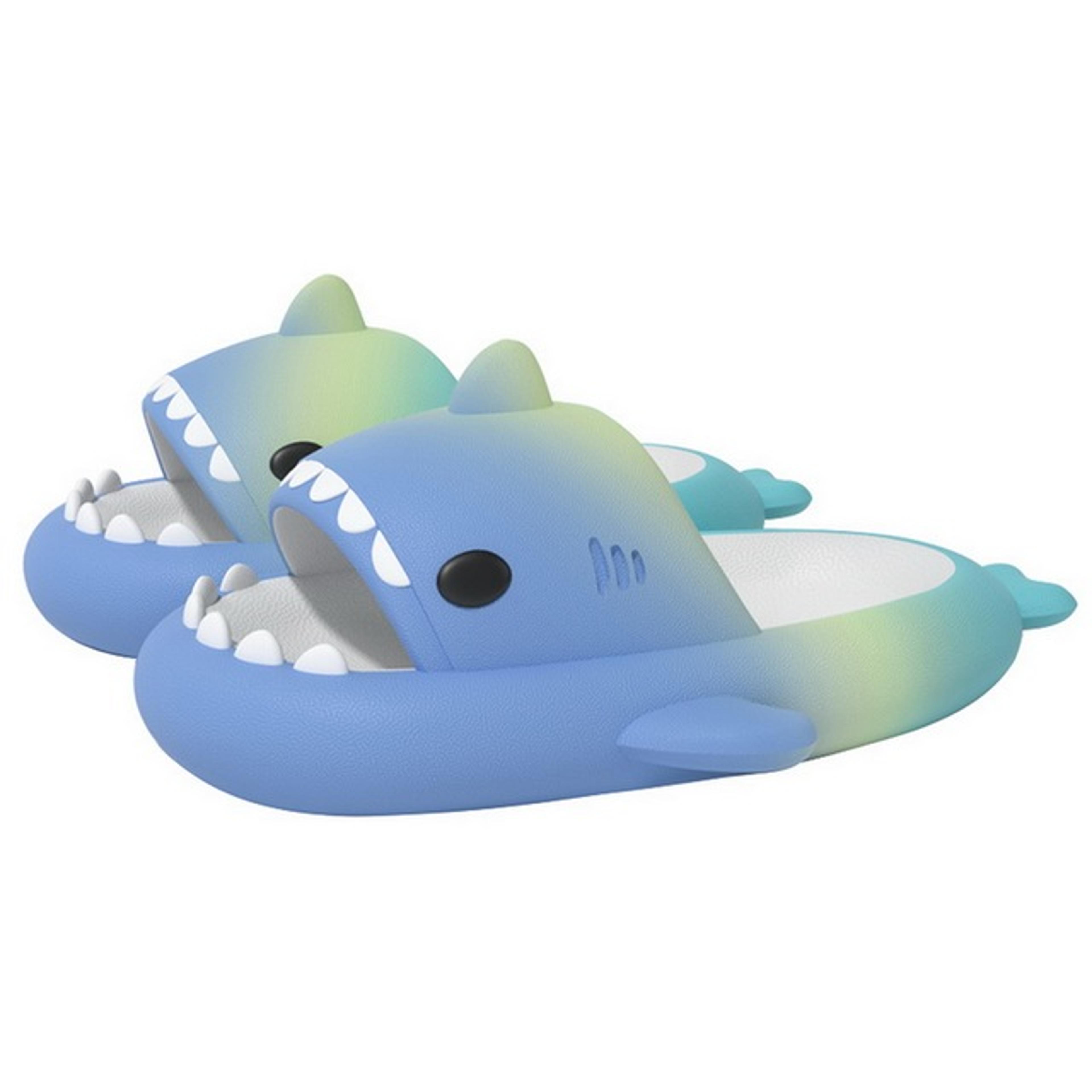 women's luminous shark slide slippers with eva platform and non-slip outsole