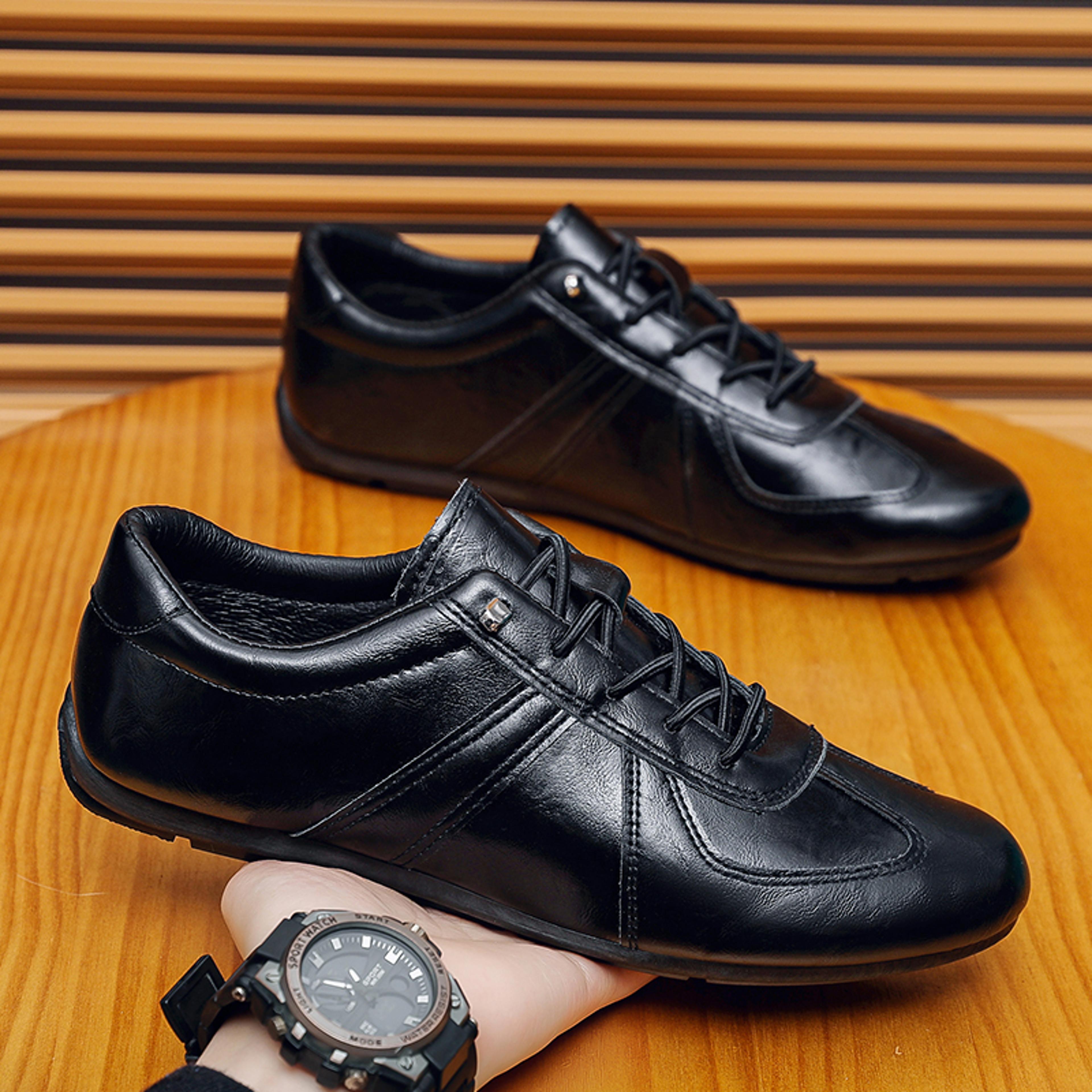 men's pu casual lace-up shoes with breathable cotton lining and rubber outsole