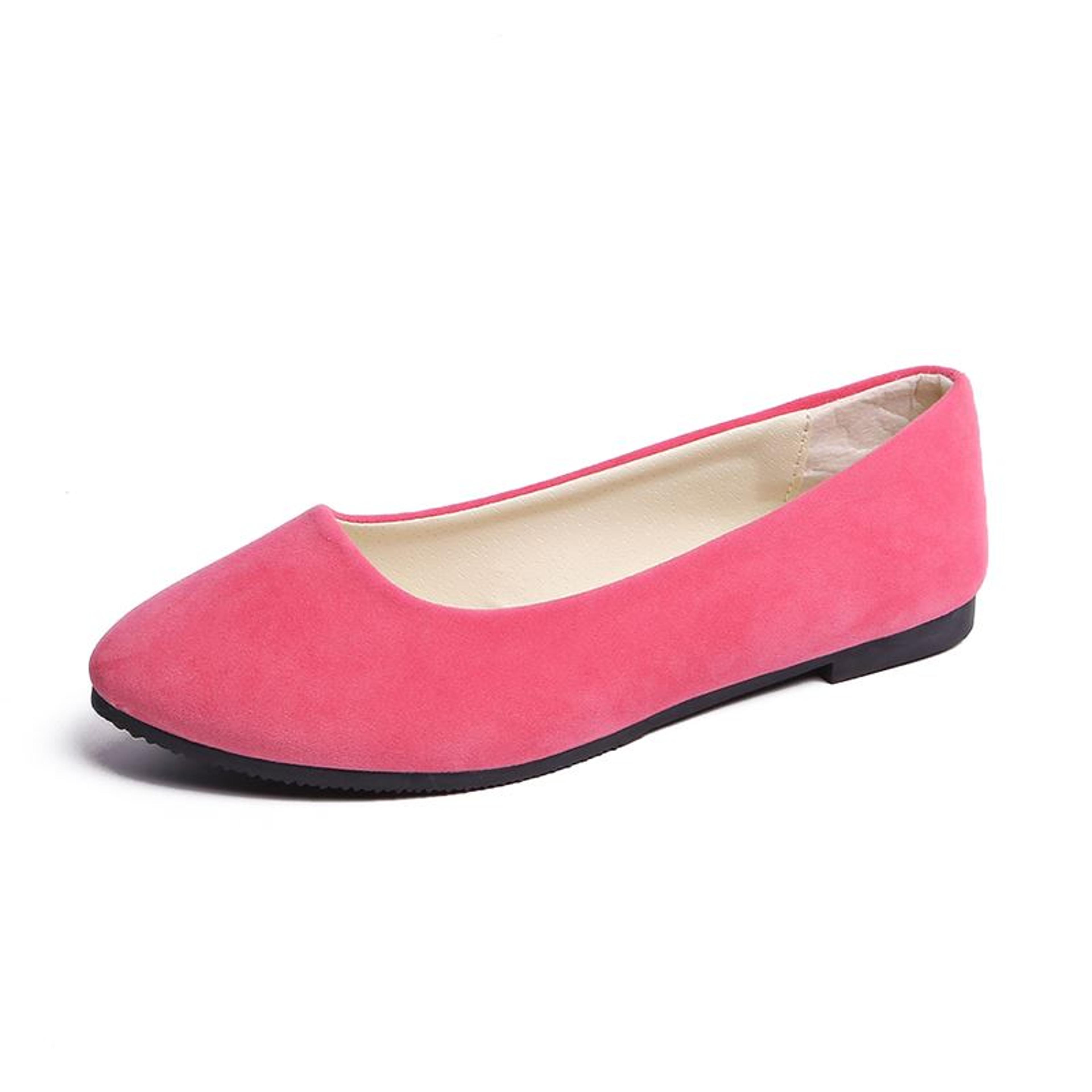 women's pointed toe slip-on flock ballet flats