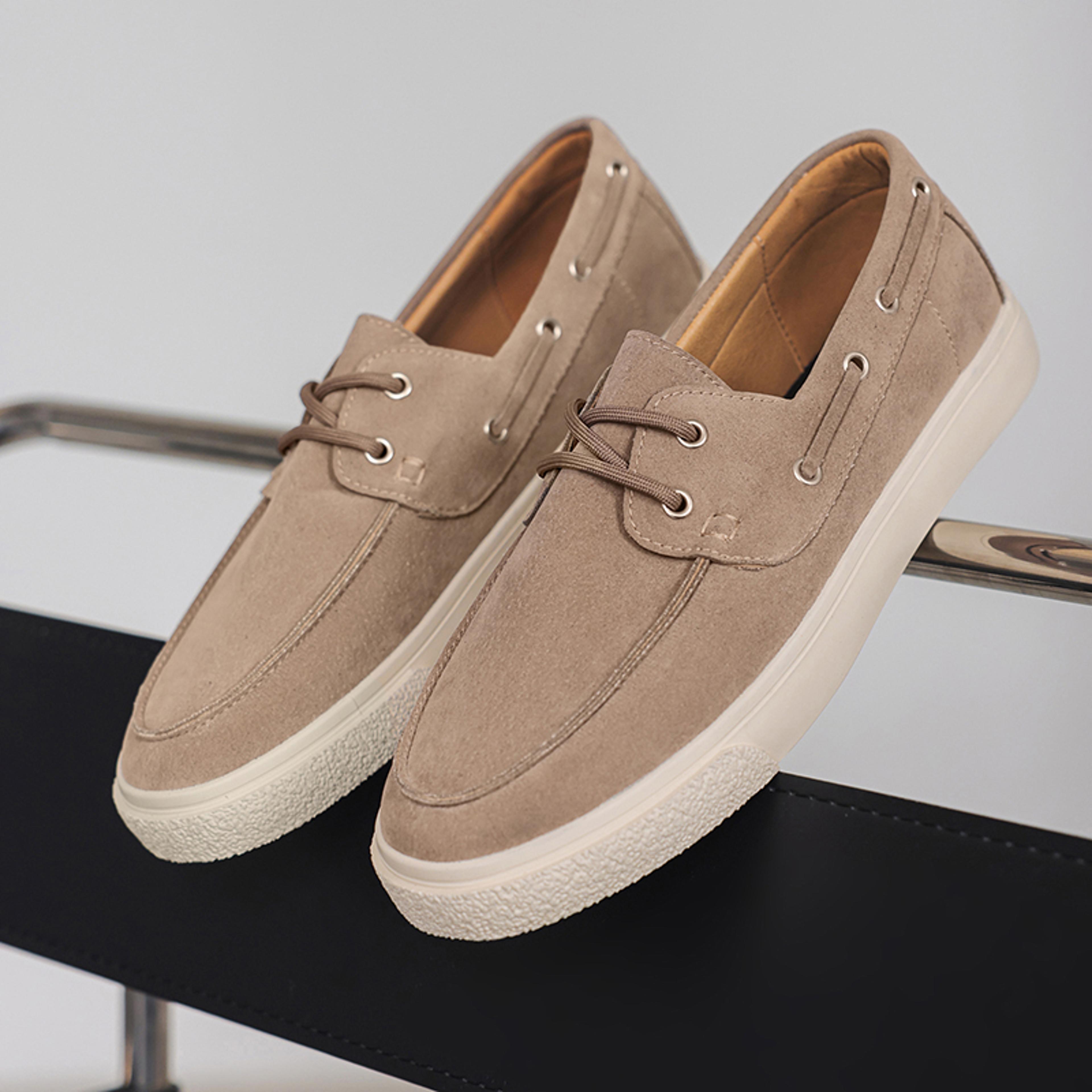 men's cow suede slip-on loafers with rubber outsole