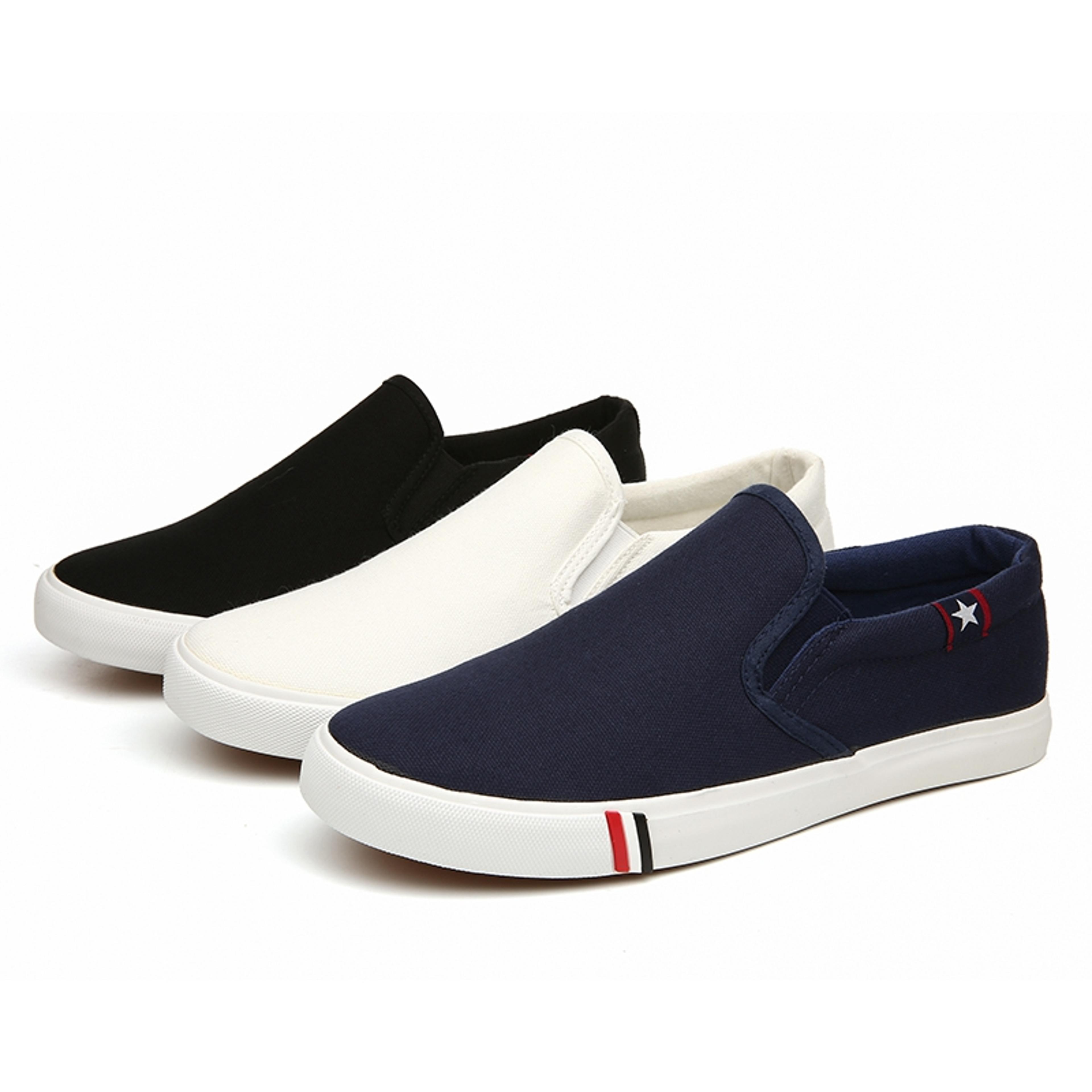 men's canvas casual shoes with rubber sole and buckle strap