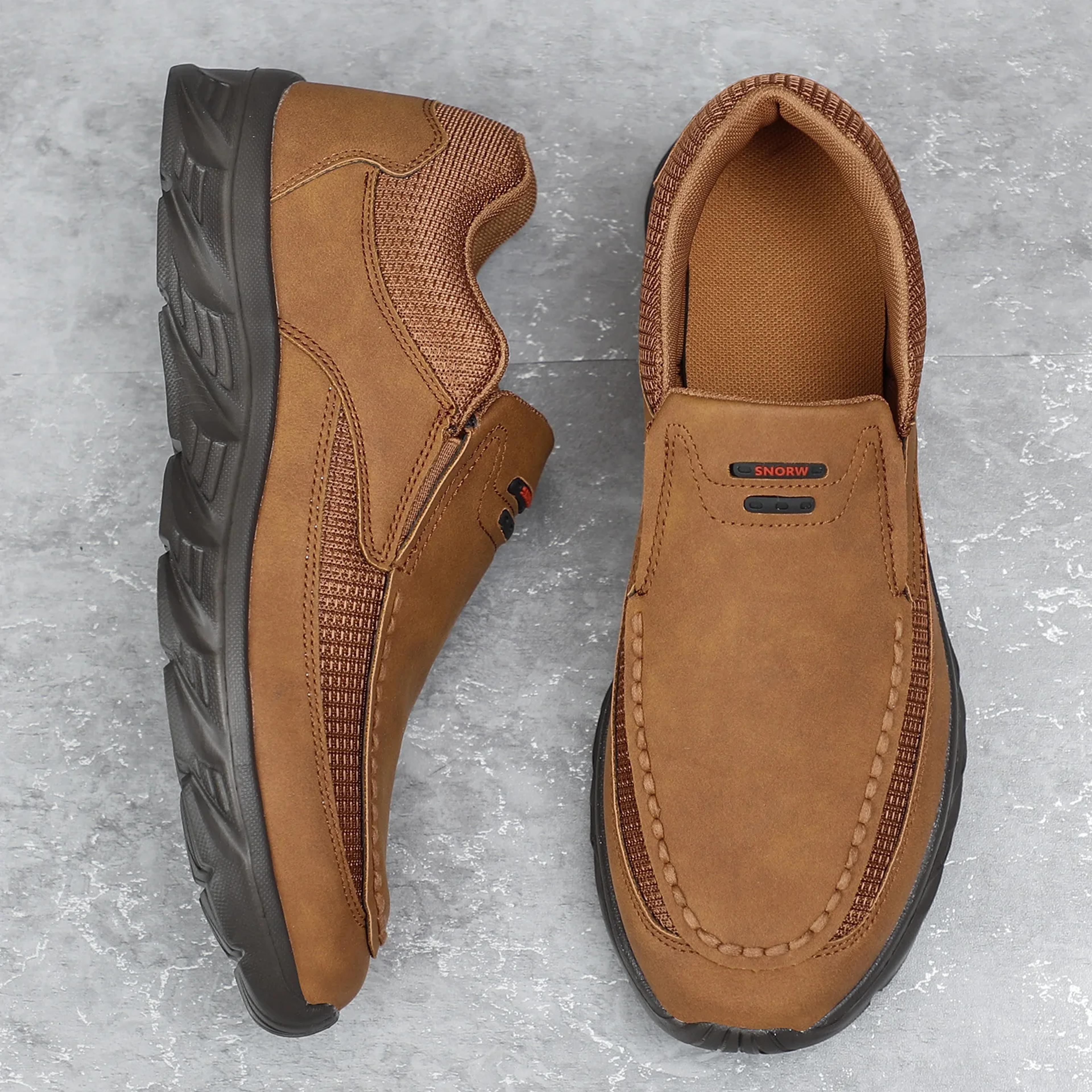 men's breathable pu slip-on loafers with rubber outsole