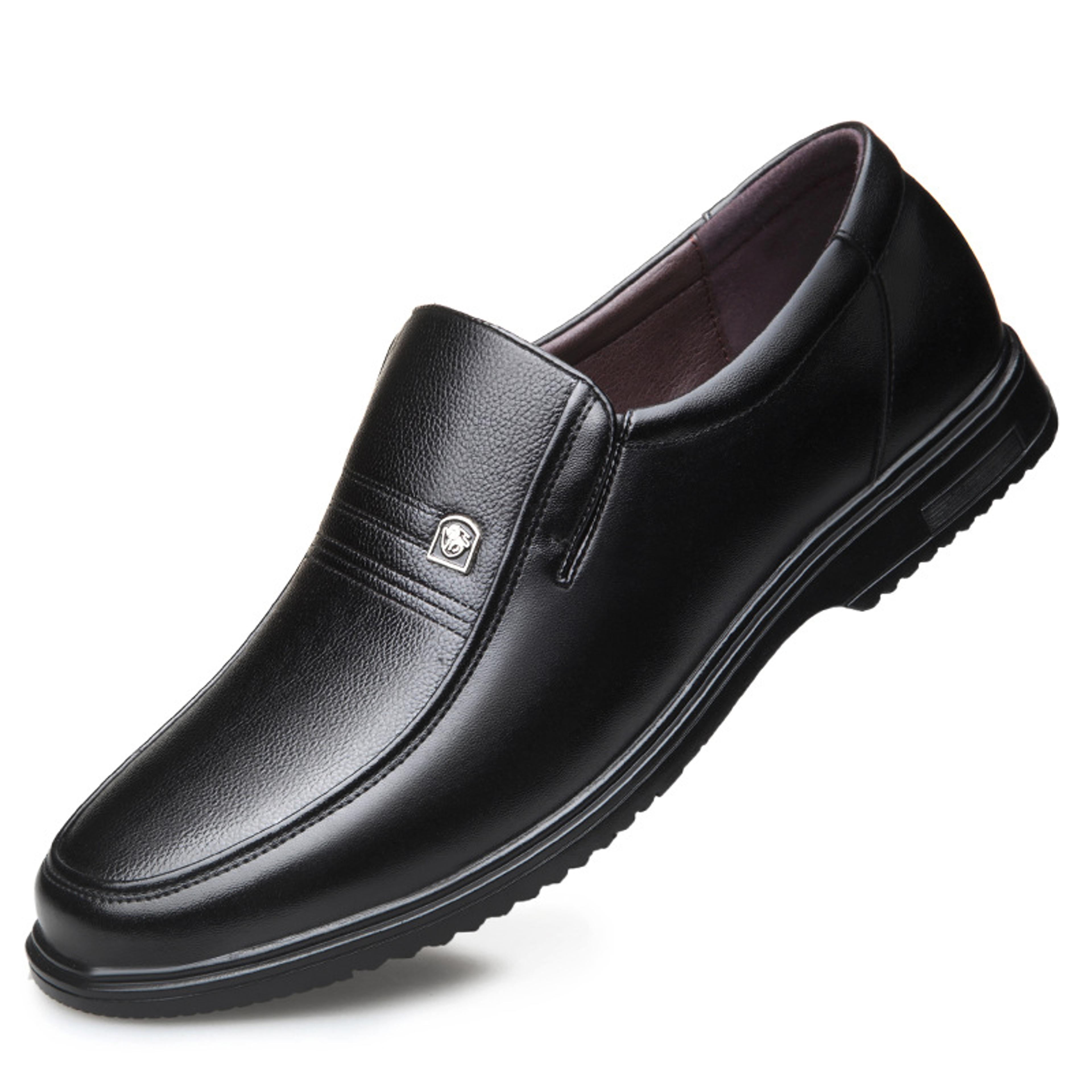 men's genuine leather slip-on loafers with rubber outsole and latex insole