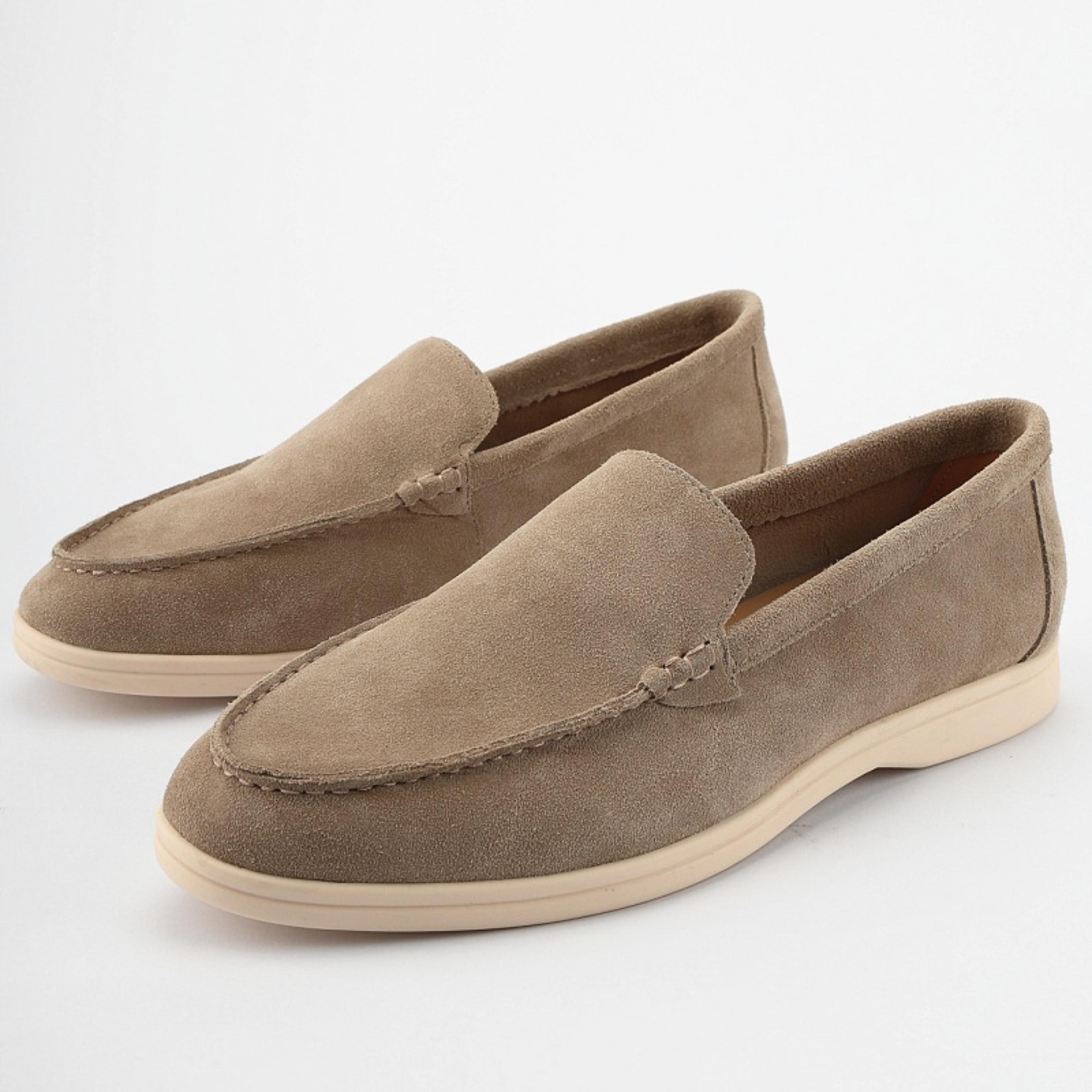 men's cow suede loafers soft slip-on casual shoes with round toe
