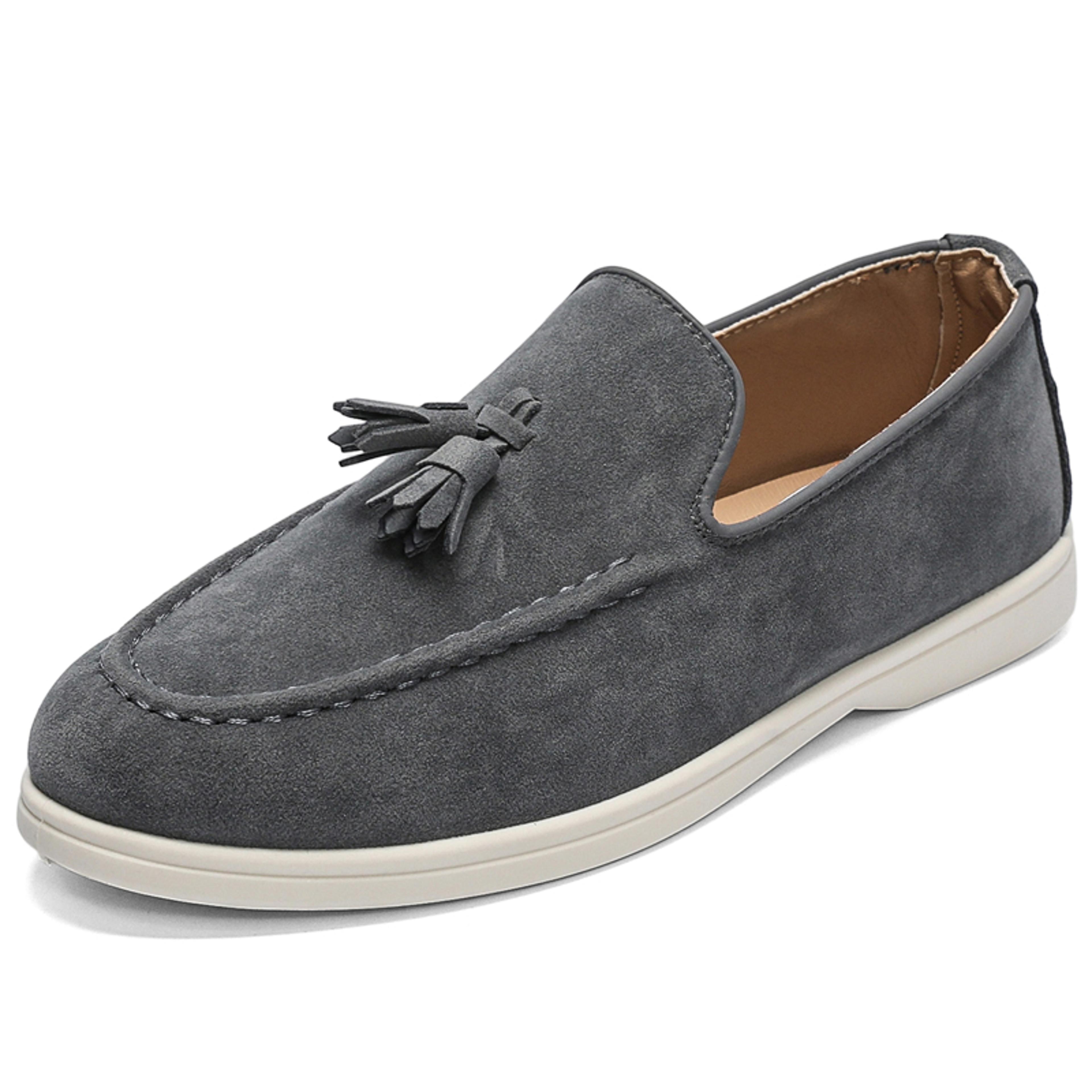 men's faux suede tassel loafers slip-on casual shoes with rubber outsole