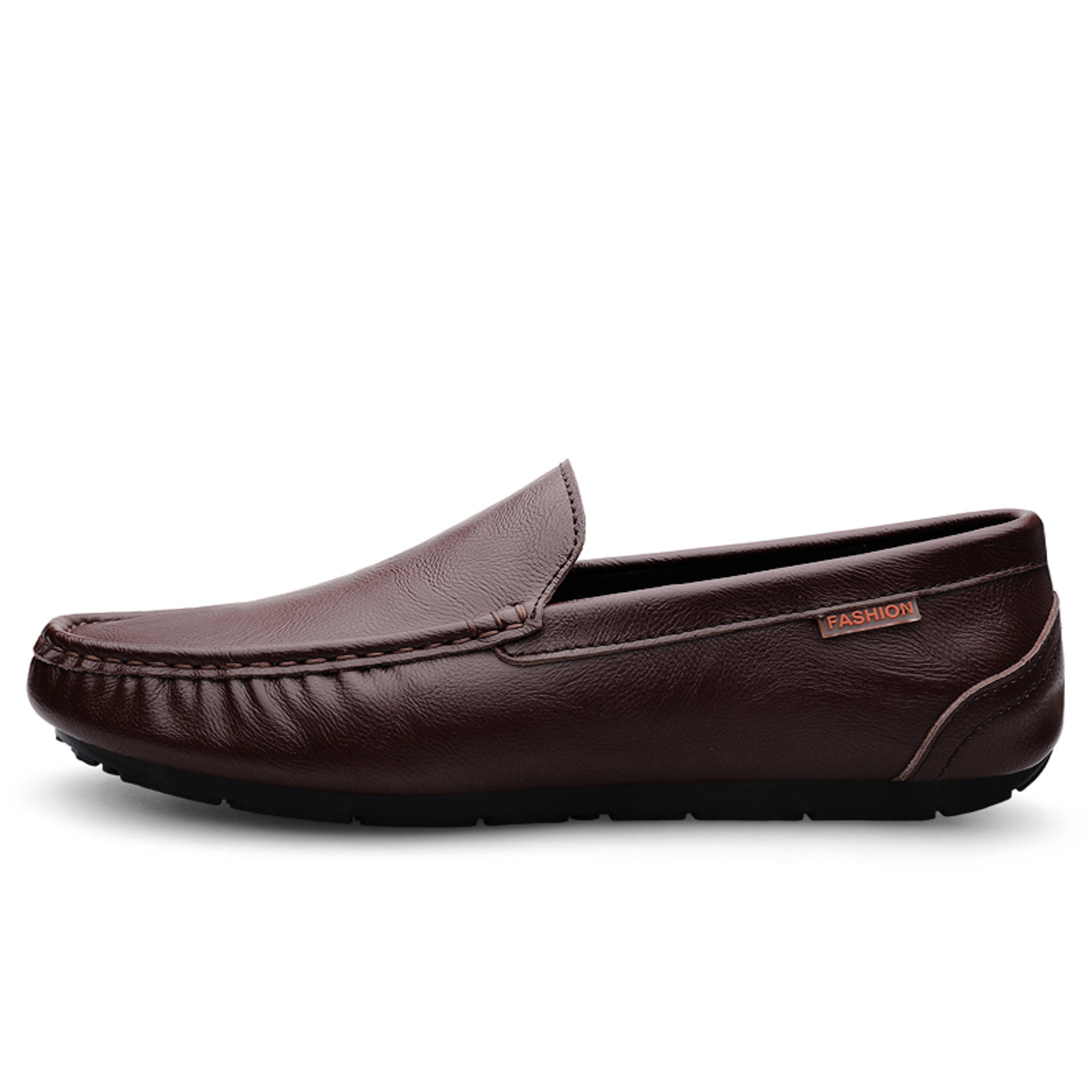genuine leather men's loafers breathable slip-on casual shoes