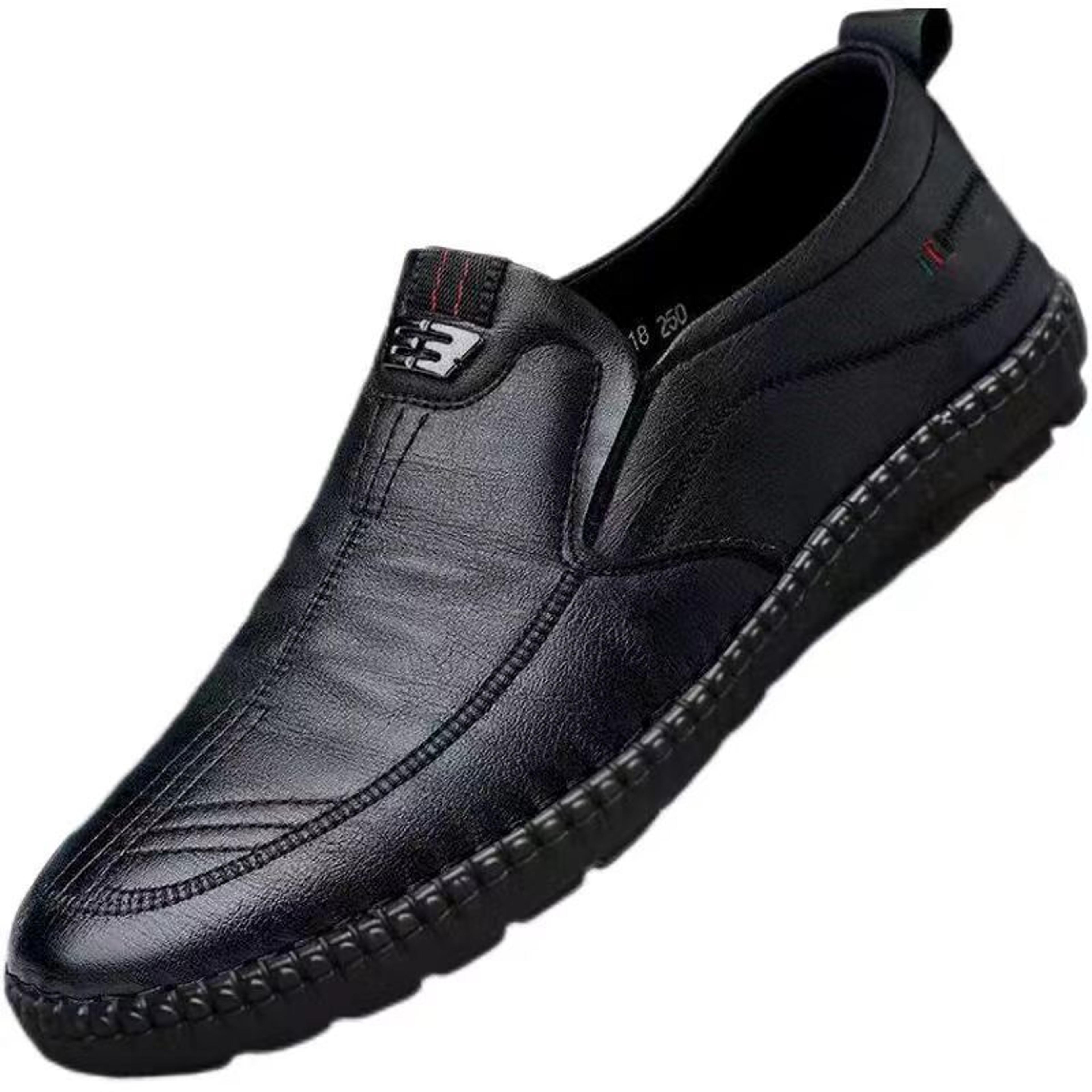 mens pu leather slip on loafers with rubber outsole and eva insole