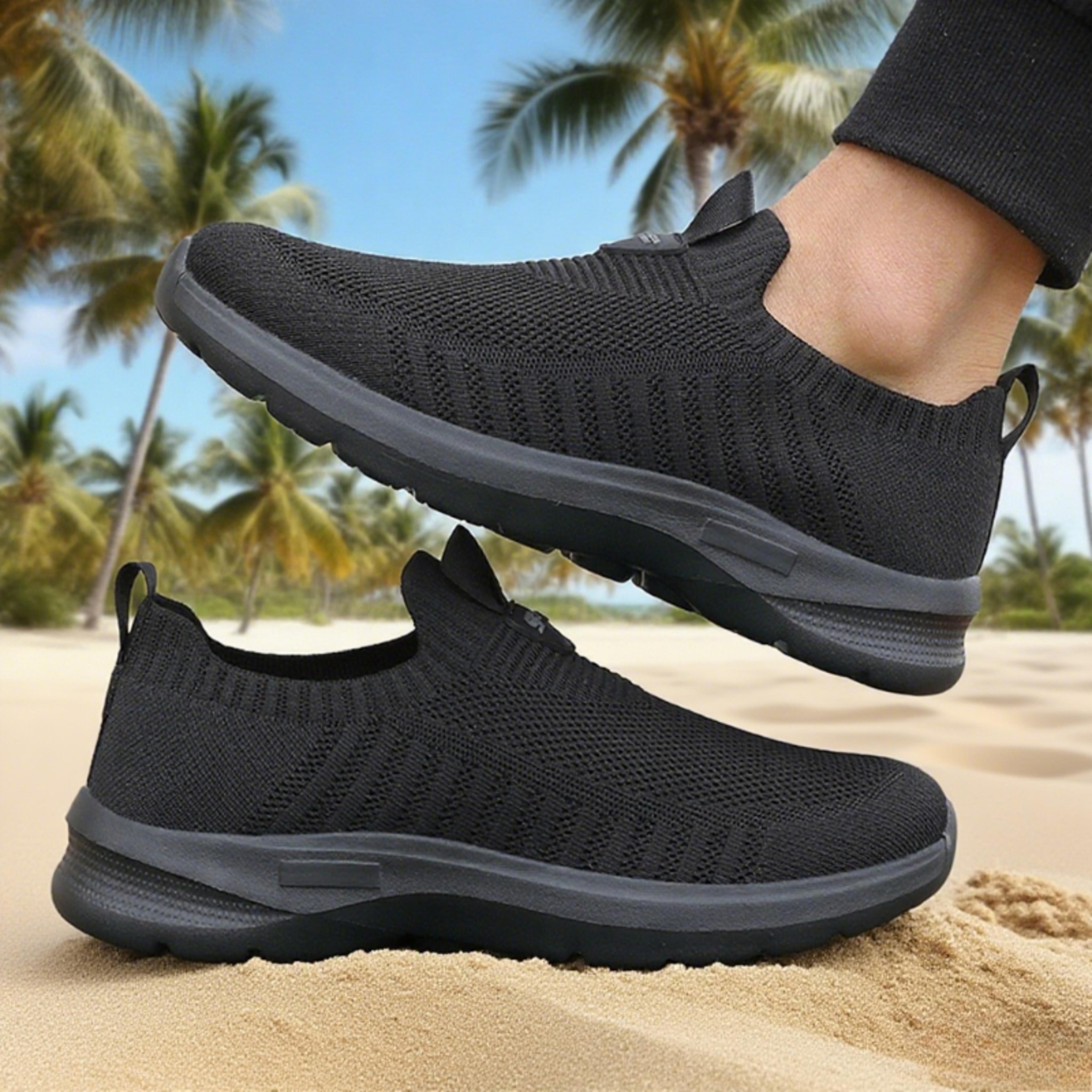 mens breathable walking shoes lightweight slip-on mesh sneakers
