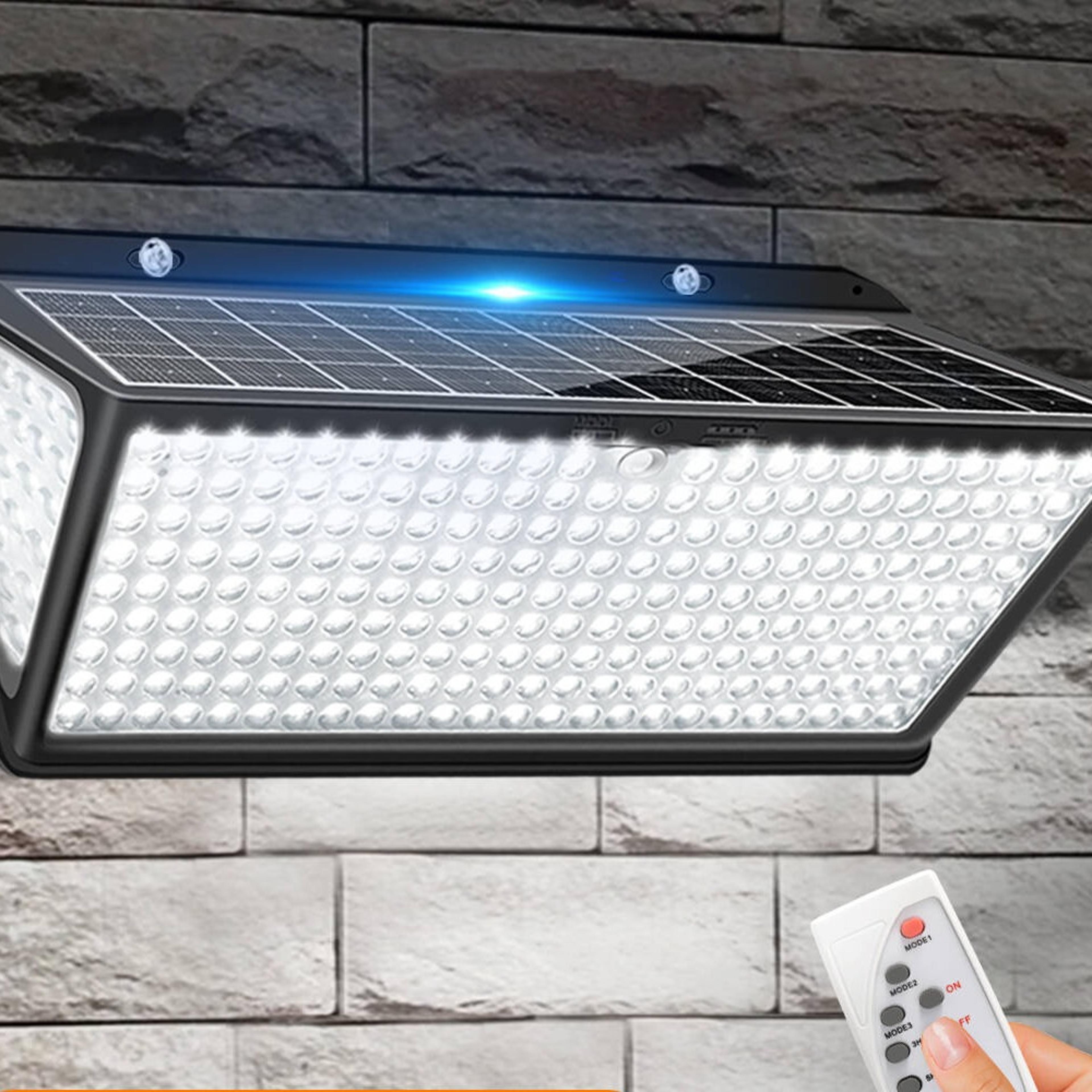 solar motion sensor wall lights with 3 lighting modes and ip65 waterproof housing