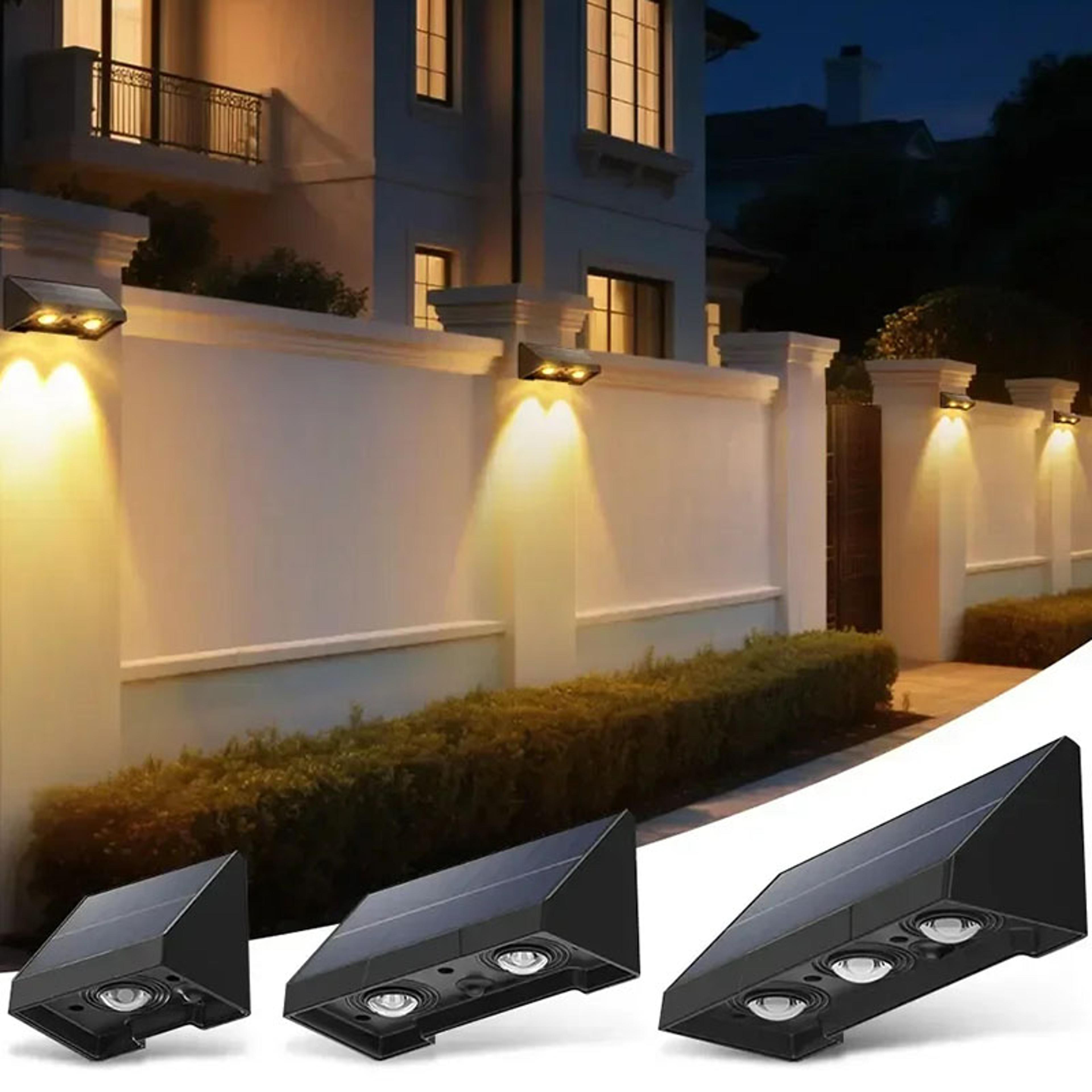 solar wall lamp outdoor ip54 waterproof warm white fence light