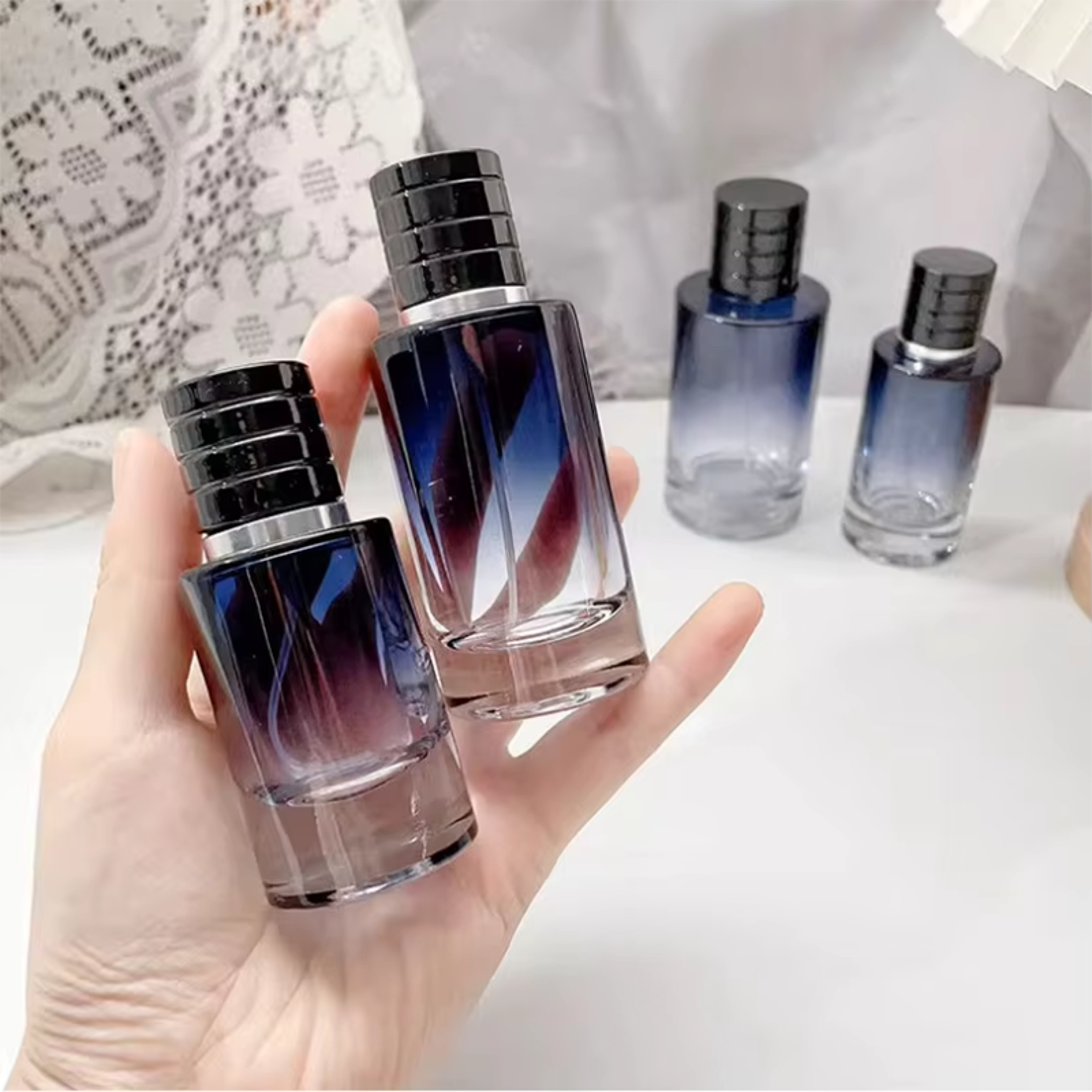 refillable glass perfume spray bottle 30ml 50ml 100ml gradient travel atomizer
