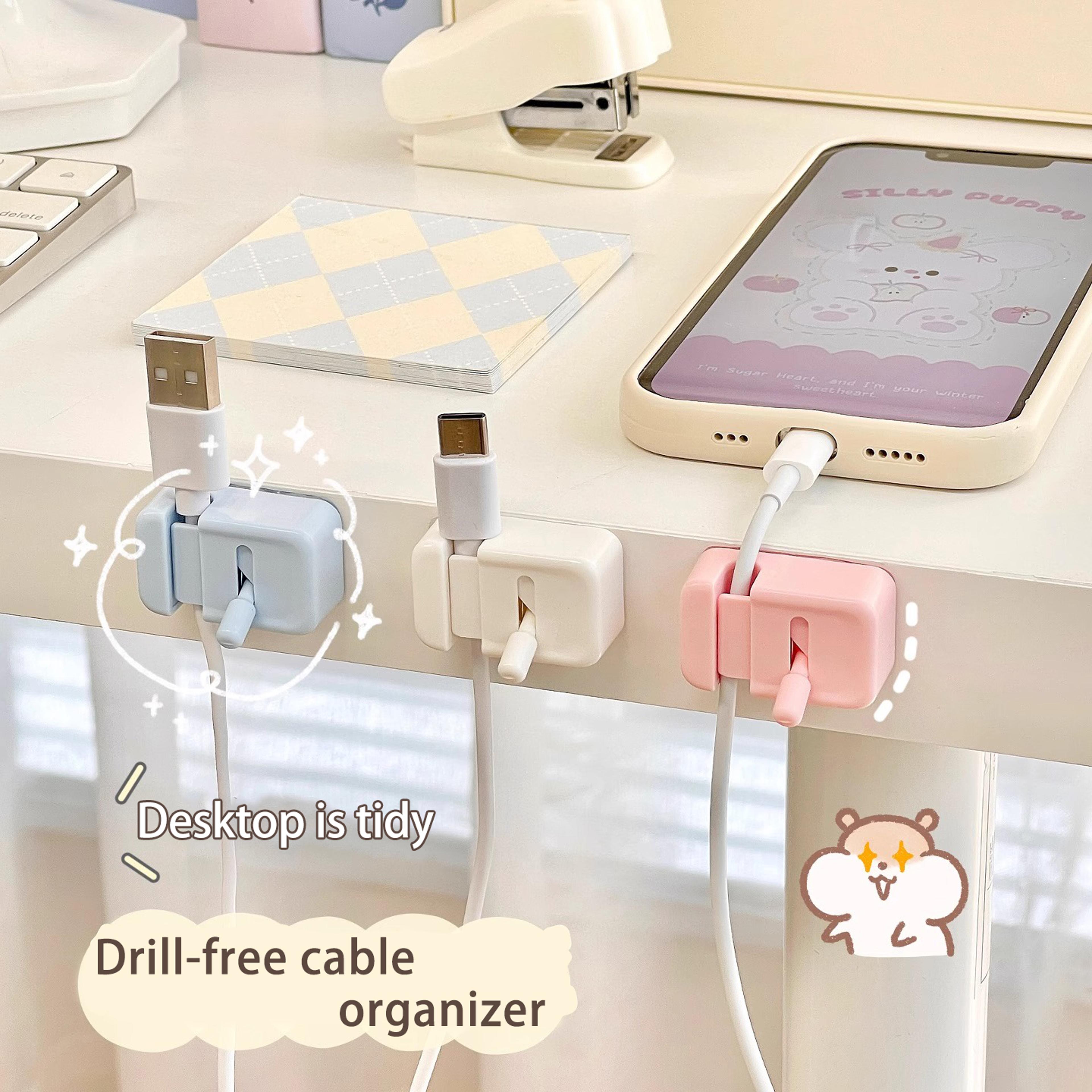 desk cable management clip no-drill edge-mounted cord organizer