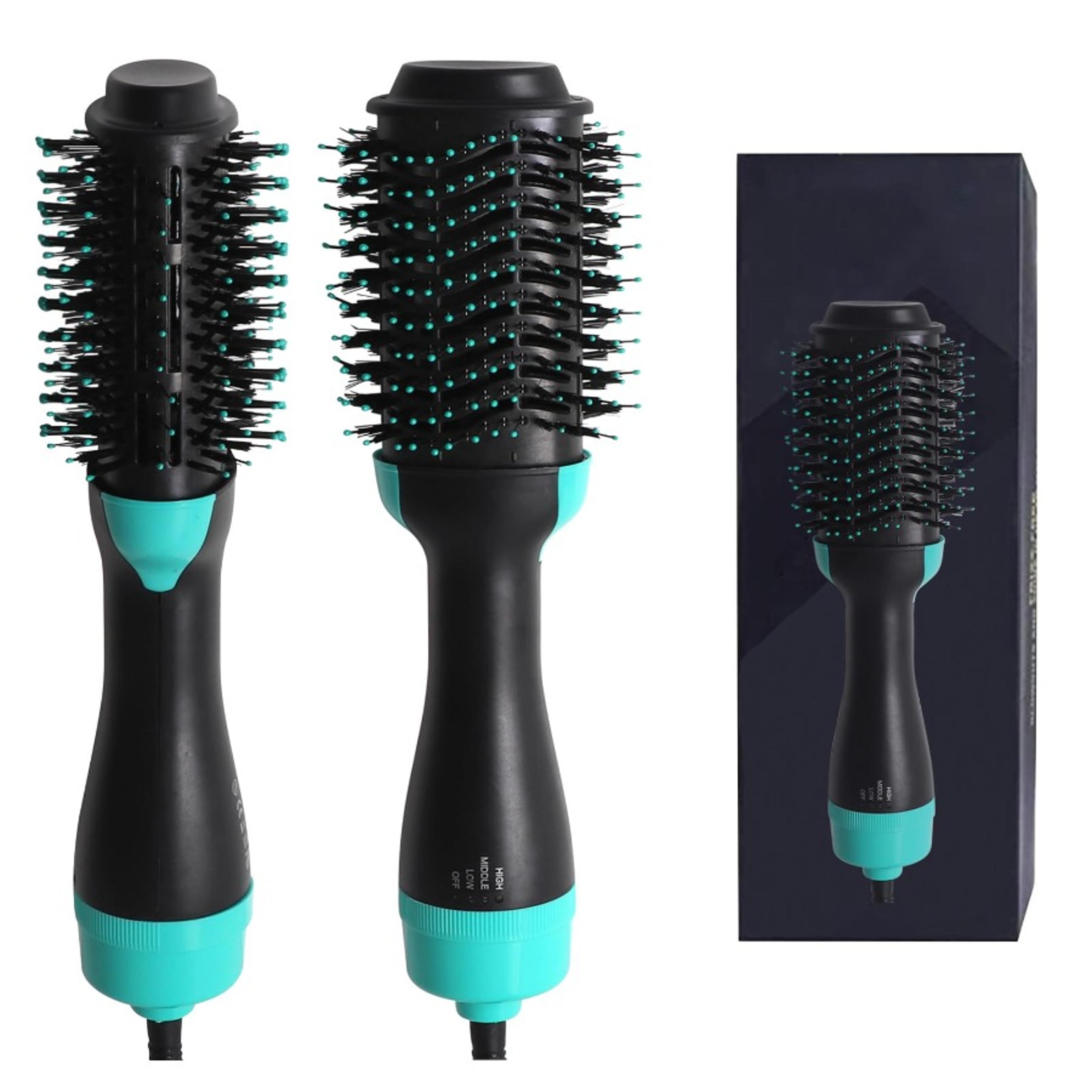 4-in-1 hot air brush hair dryer with rotating ceramic styling brush