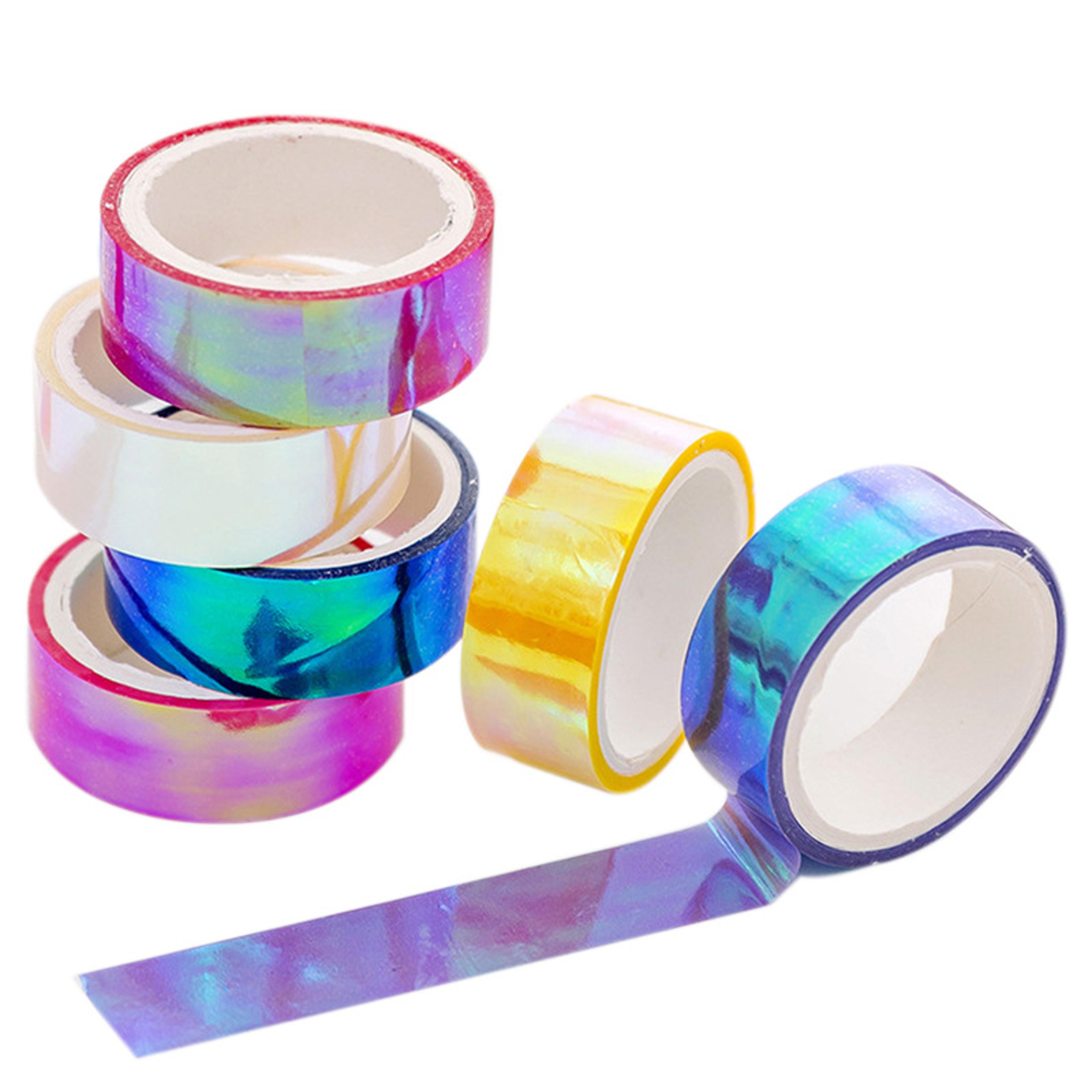 6-piece gradient color adhesive tape set for diy crafts and gift wrapping