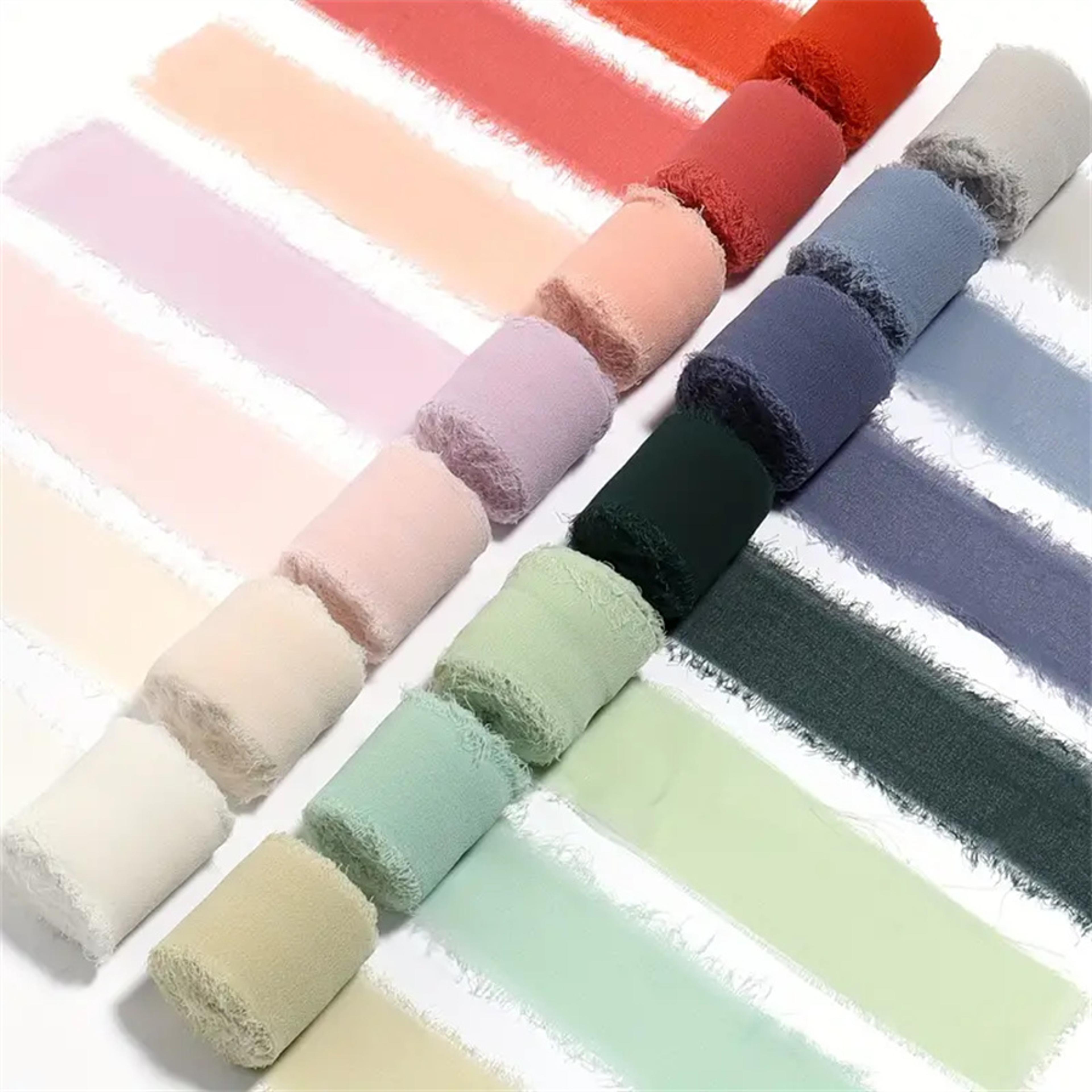 frayed edge polyester ribbon 1 inch wide 3 piece set for weddings bouquets and diy decor