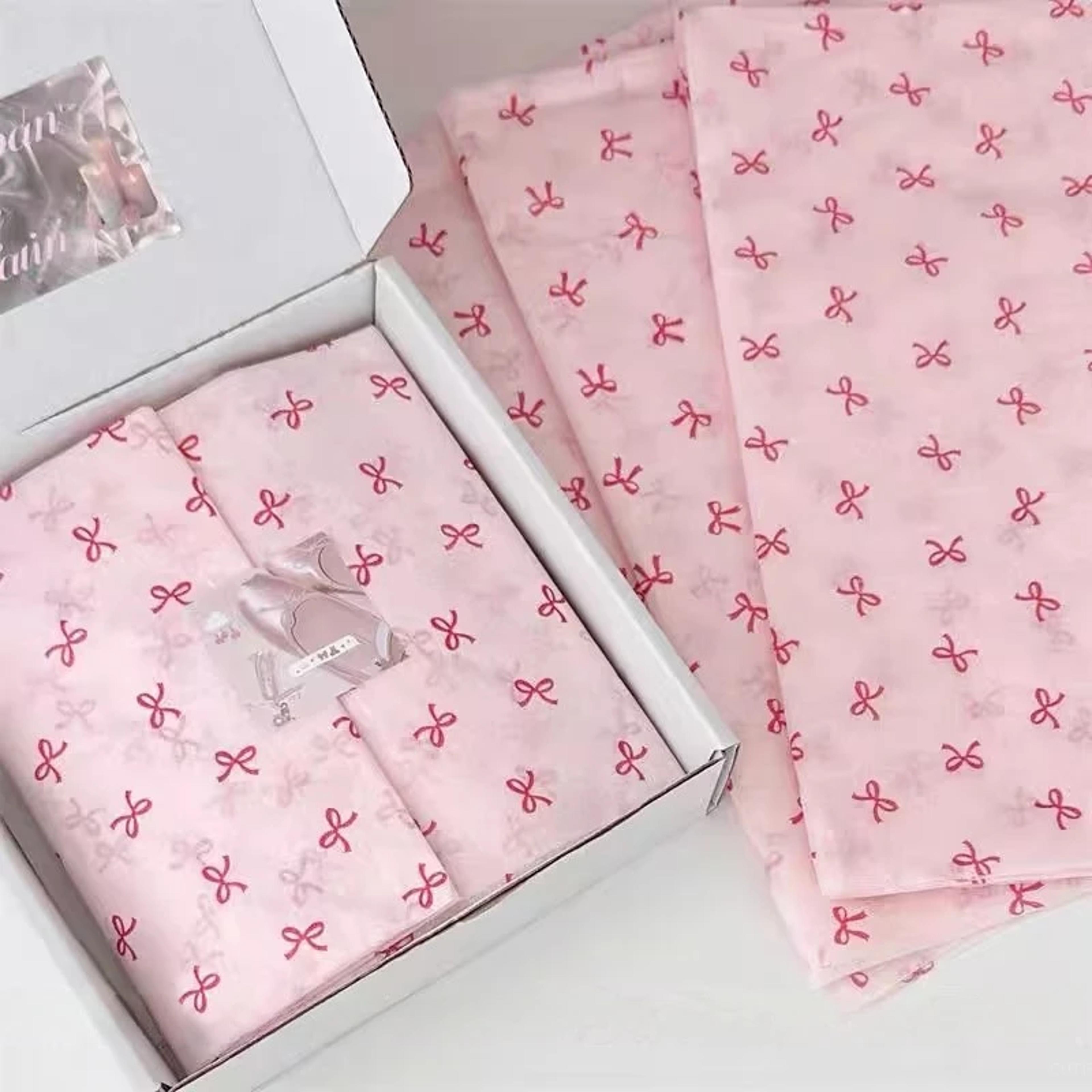 pink bowknot flower wrapping paper 10 sheet bouquet and gift packaging set