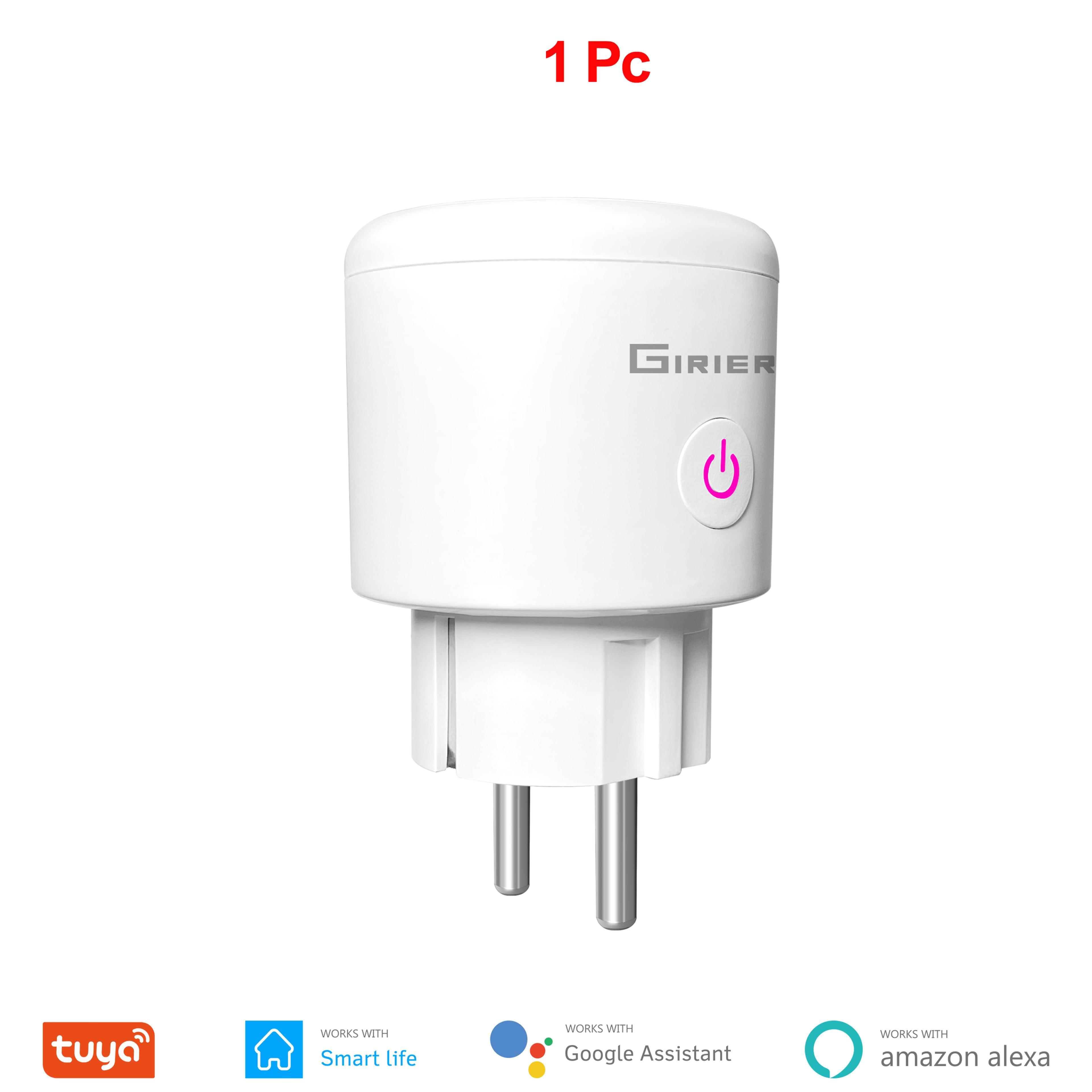 20a wifi smart plug with power monitoring voice control and eu plug