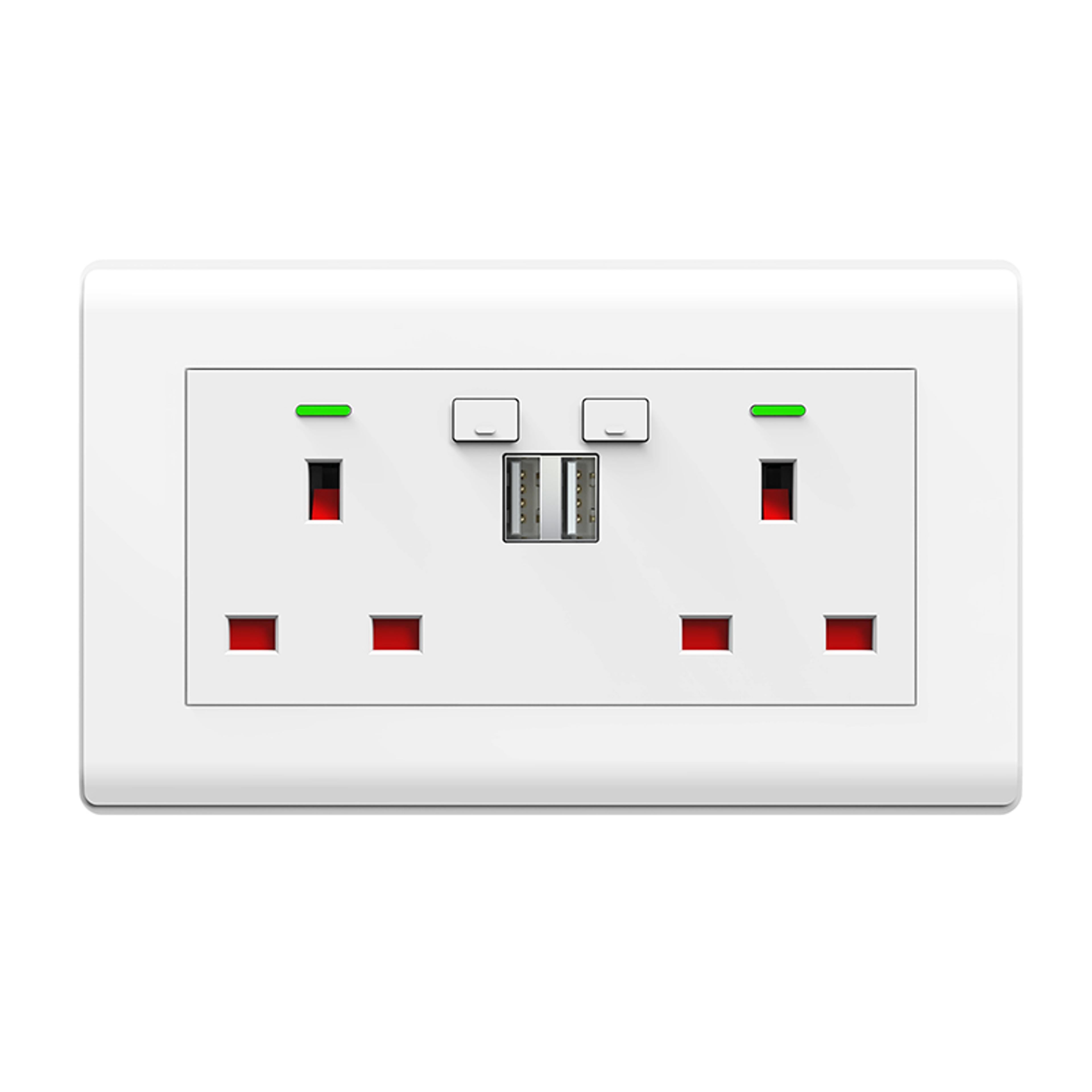 wifi smart wall socket with dual usb ports voice control and uk plug