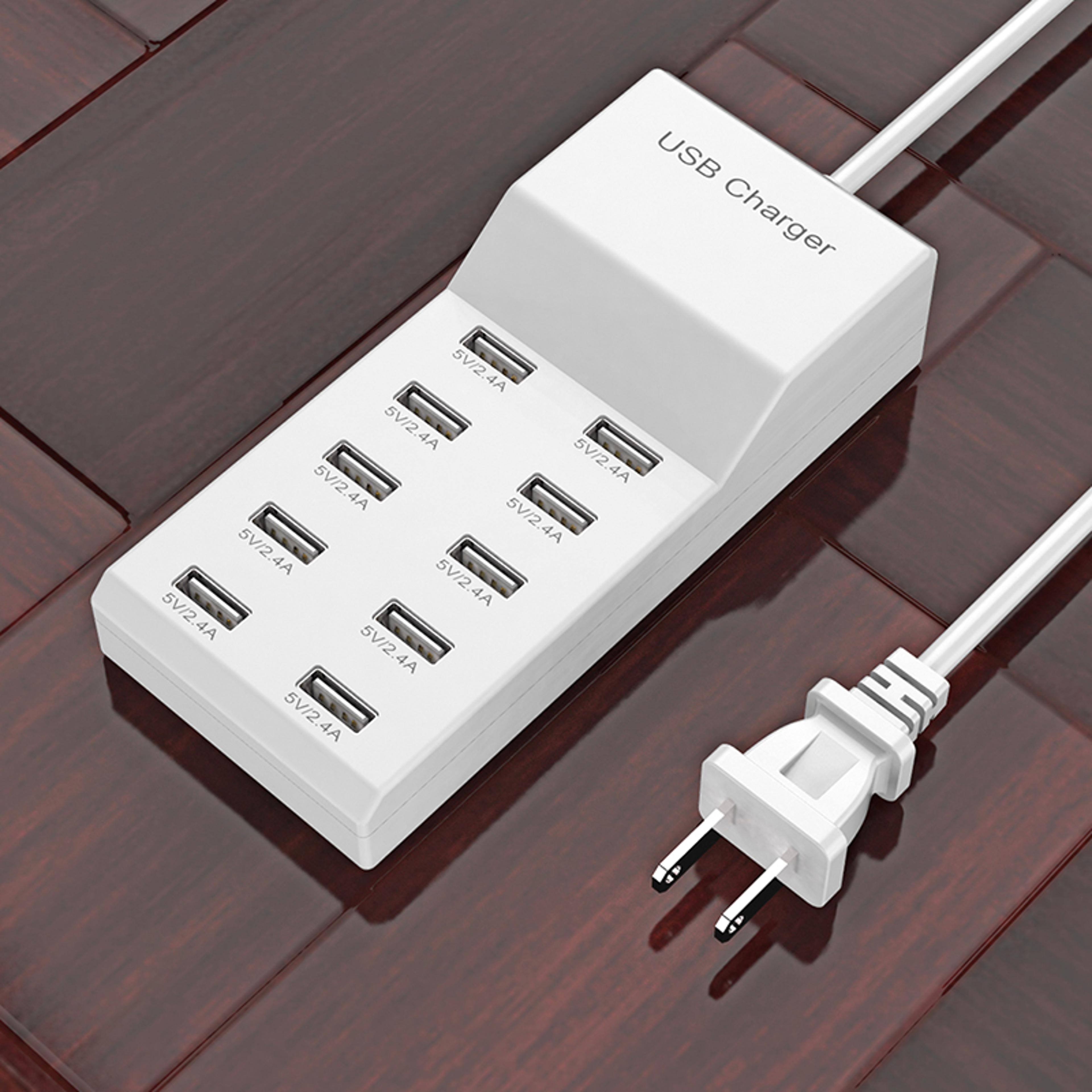 10 port usb charging station with 5v usb 2.0 ports and eu plug