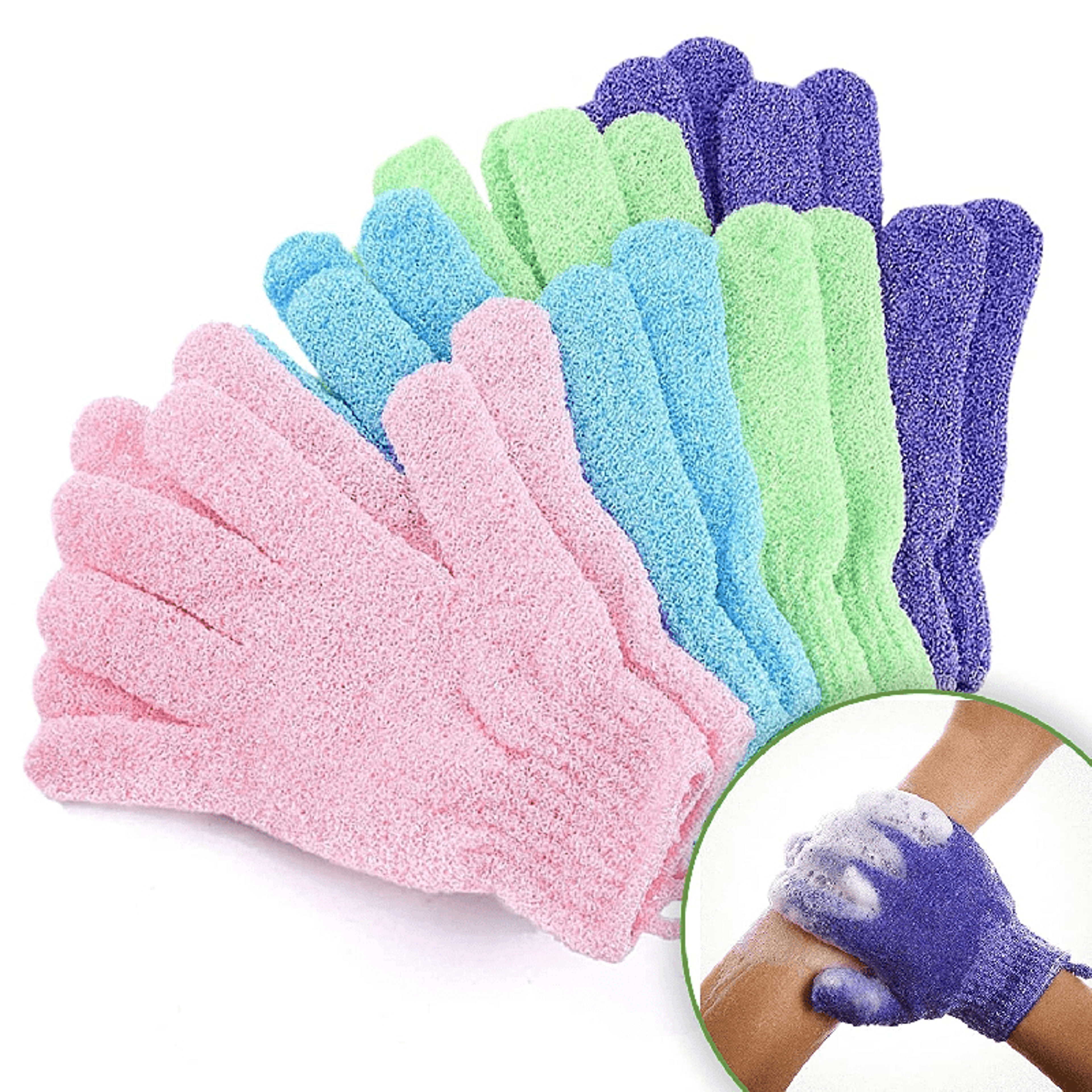 colorful double sided exfoliating bath glove for shower and body scrubs