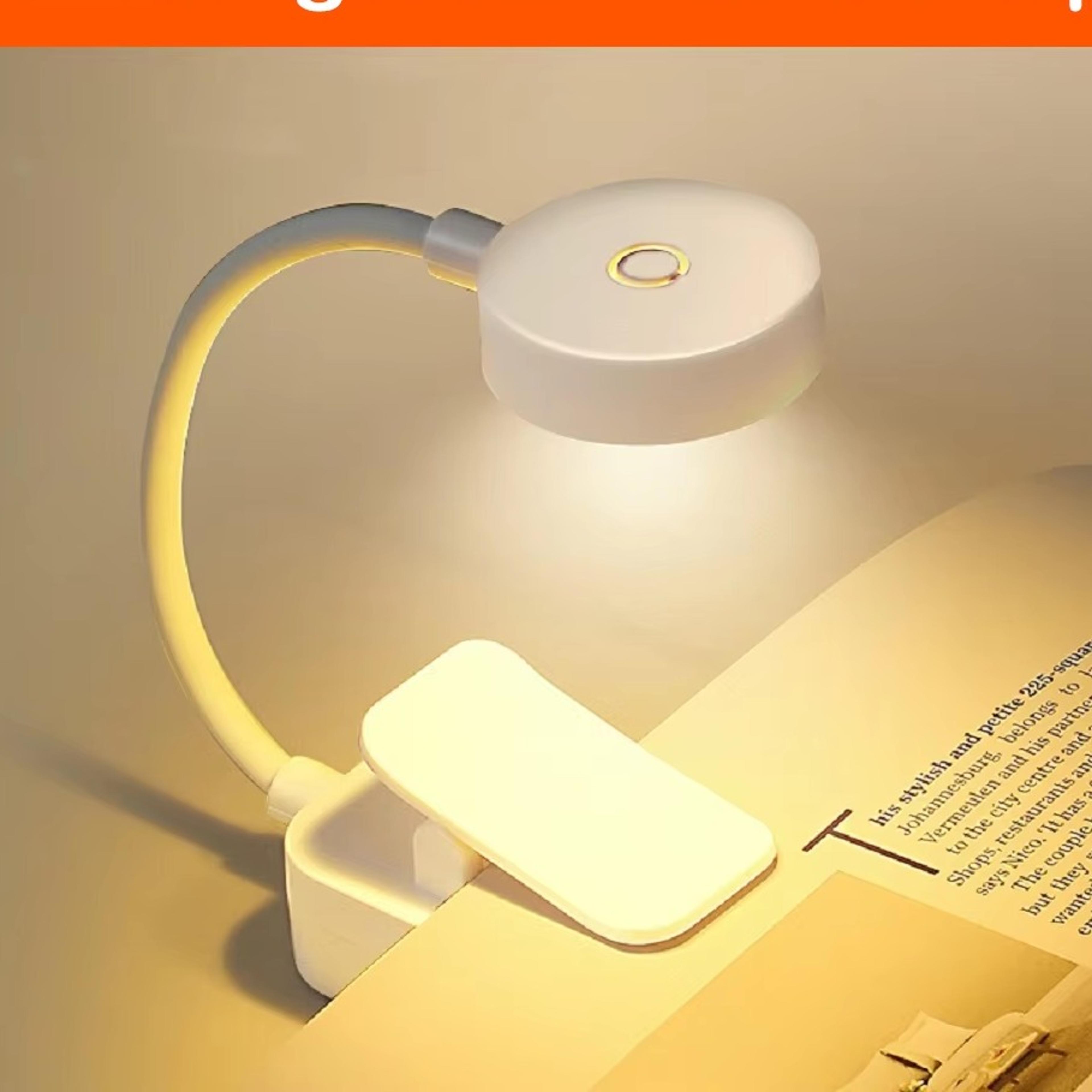 usb rechargeable folding clip book light with 3 lighting modes and stepless dimming