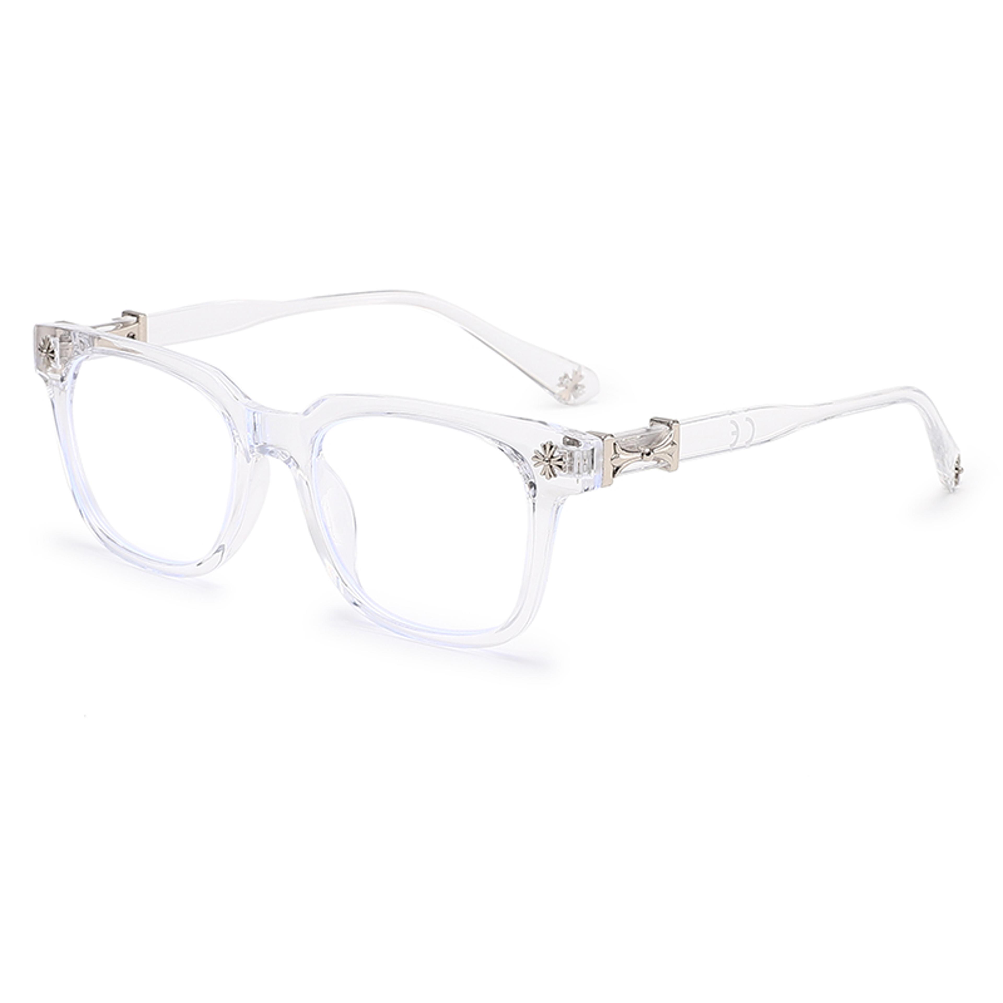 3 piece square blue light glasses set with black and transparent plastic frames