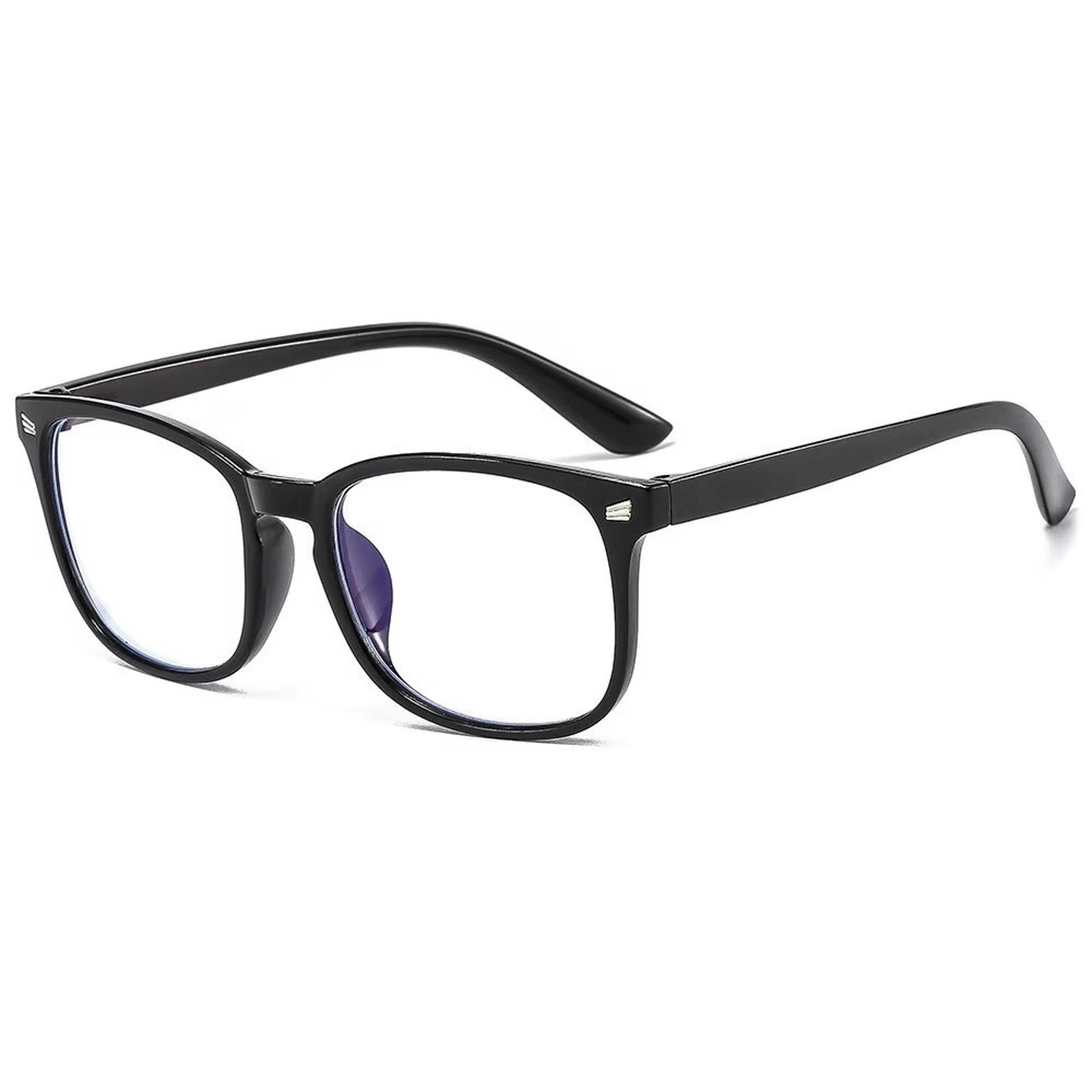 blue light blocking rectangle glasses with transparent plastic lenses