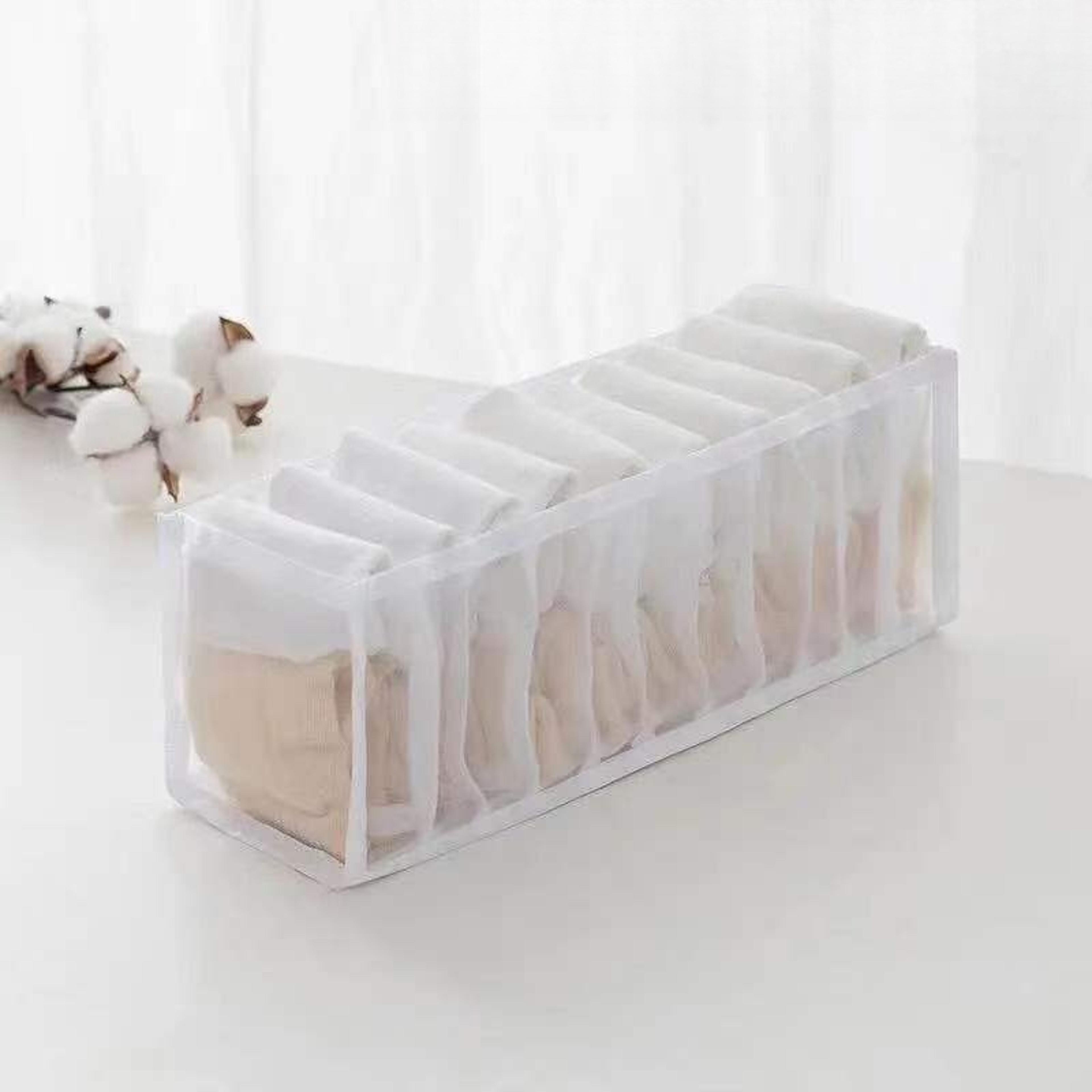11 compartment collapsible underwear organizer with breathable nylon mesh,