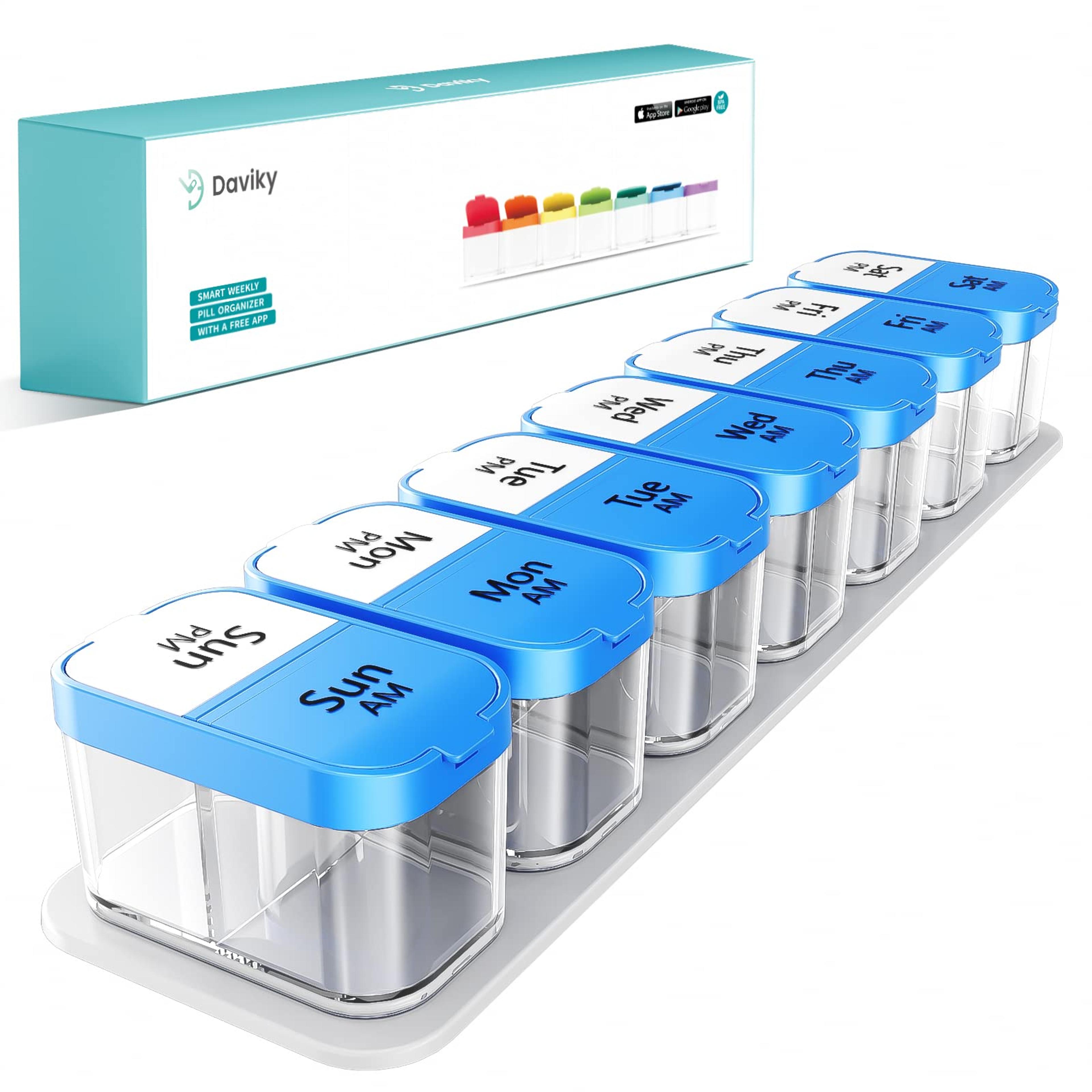 extra large 7-day am pm pill organizer with 14 compartments for medicine vitamins and supplements