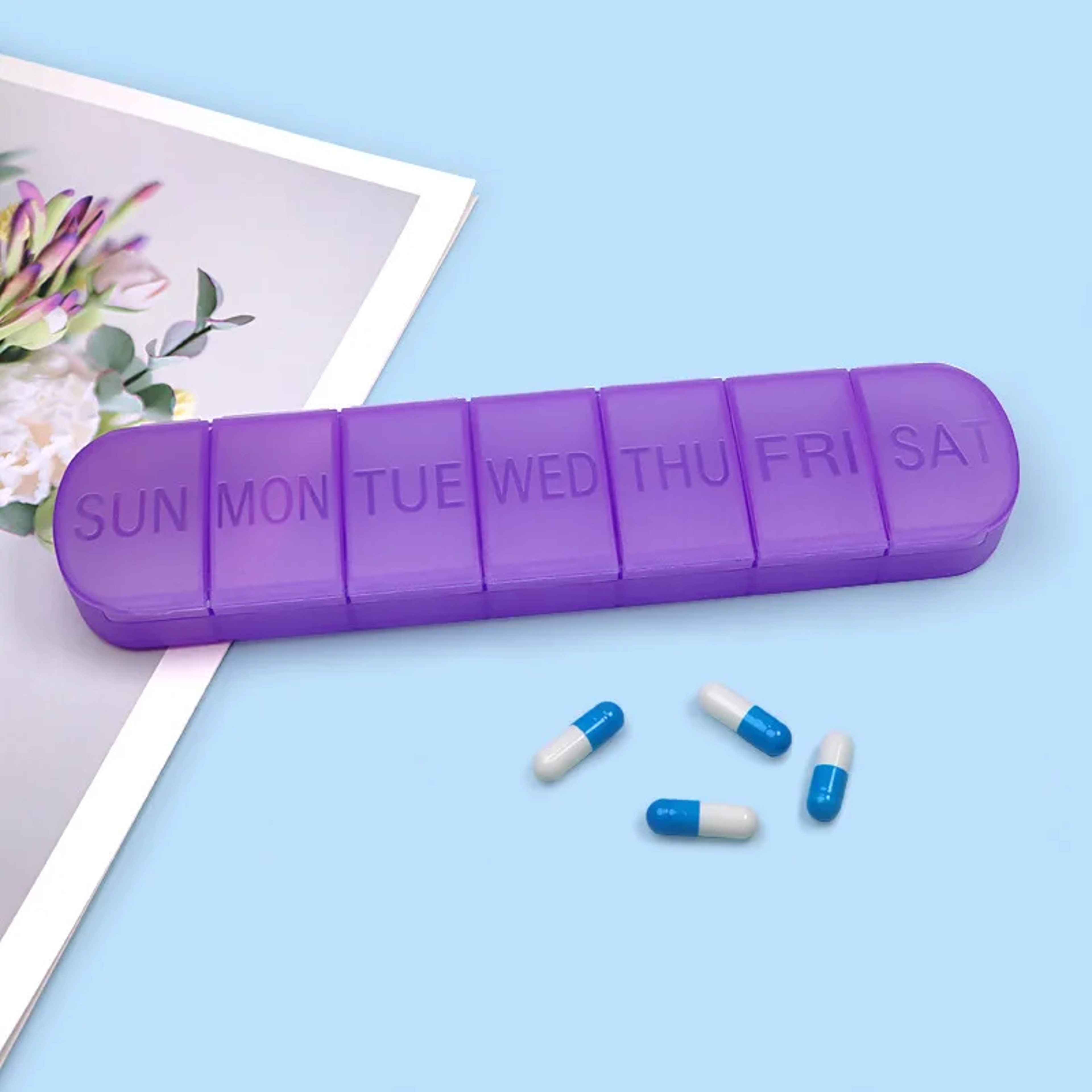 7 compartment weekly pill organizer portable tablet storage case