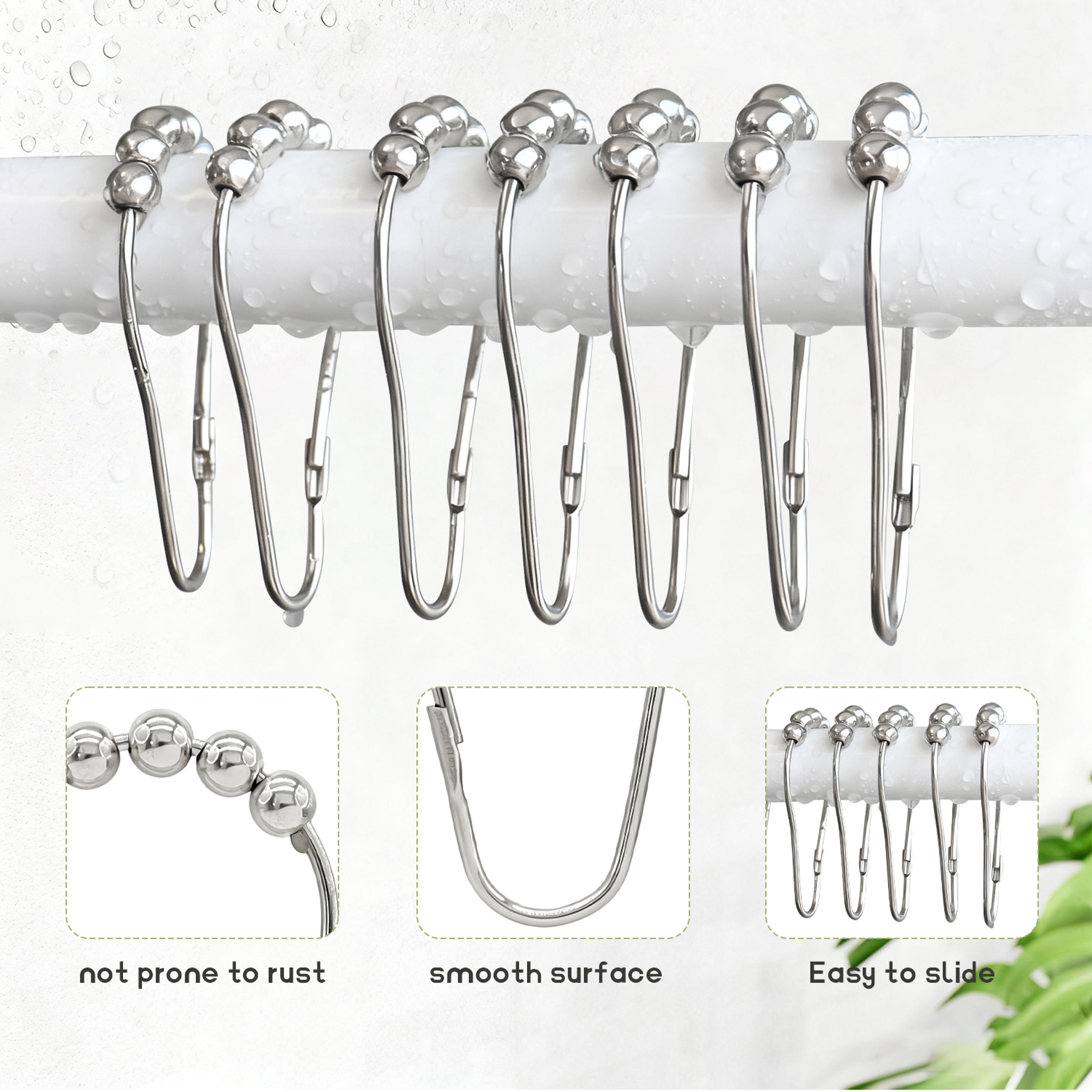 12 piece cast iron shower curtain hooks decorative rings for bathroom shower rods