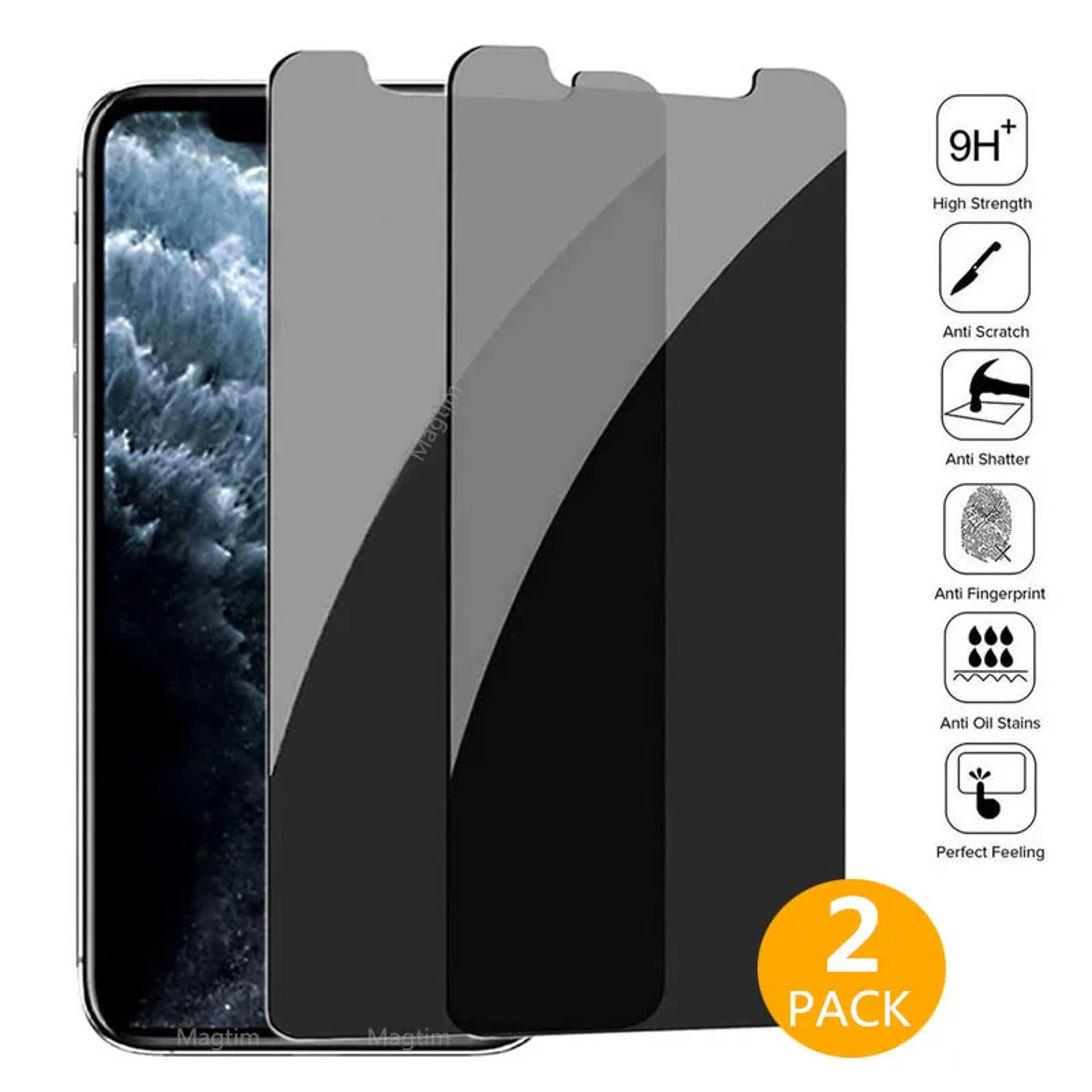 anti-spy tempered glass iphone screen protector full coverage 1 or 2 pack