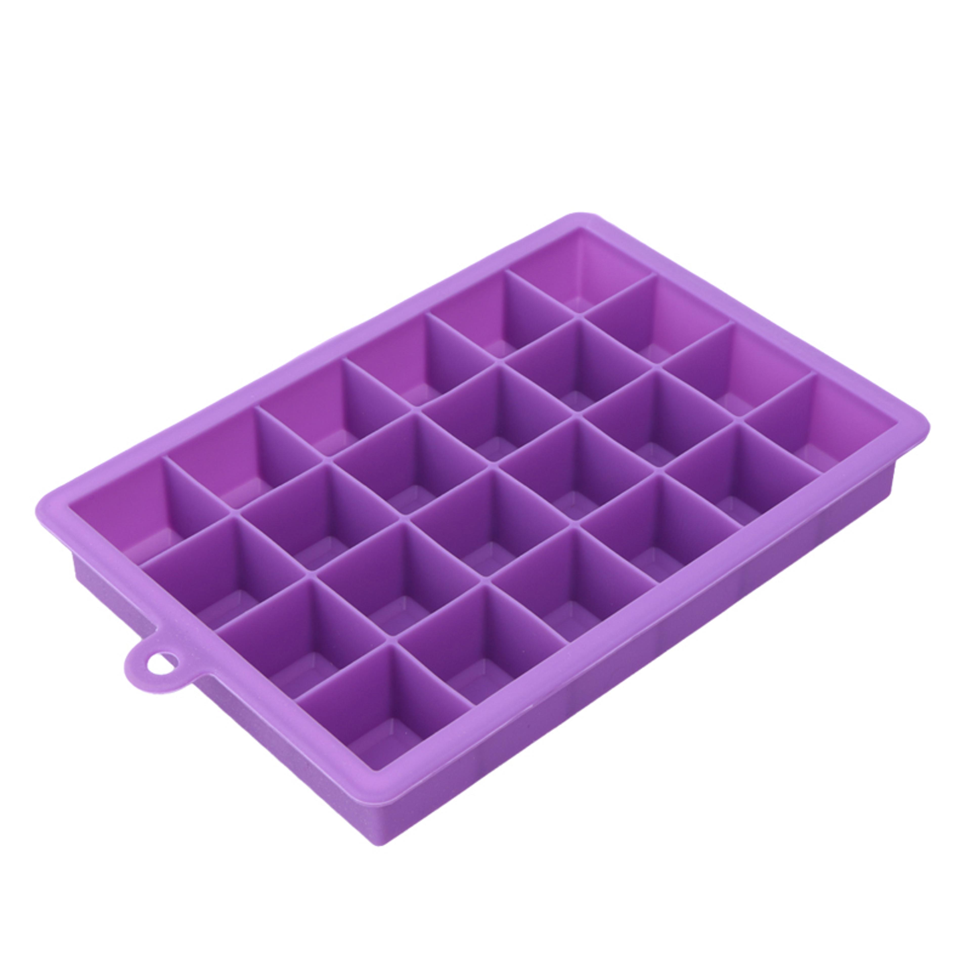24 grid silicone ice cube tray square easy release reusable ice mold