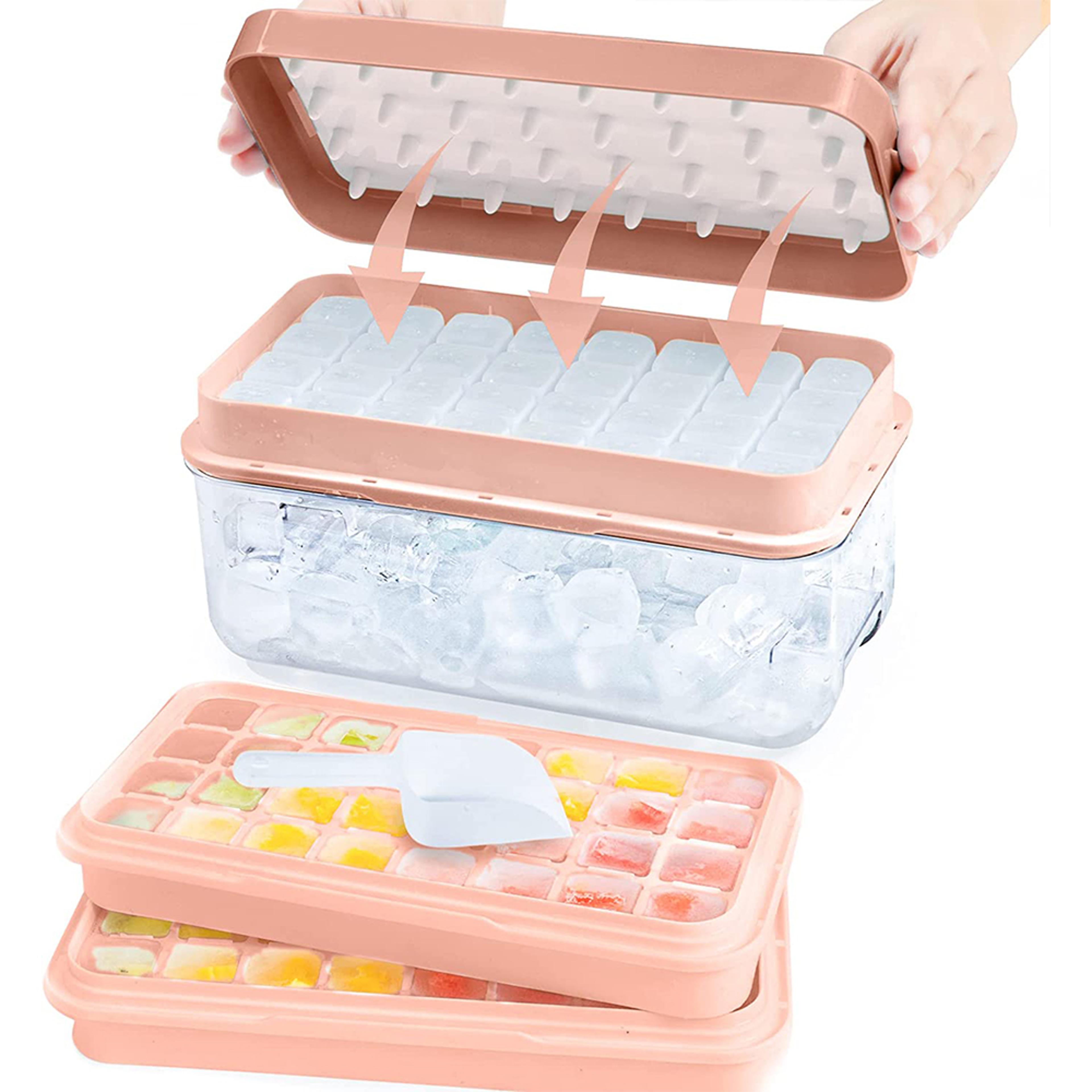 stackable silicone ice cube tray set with storage bin 64 nugget ice cubes