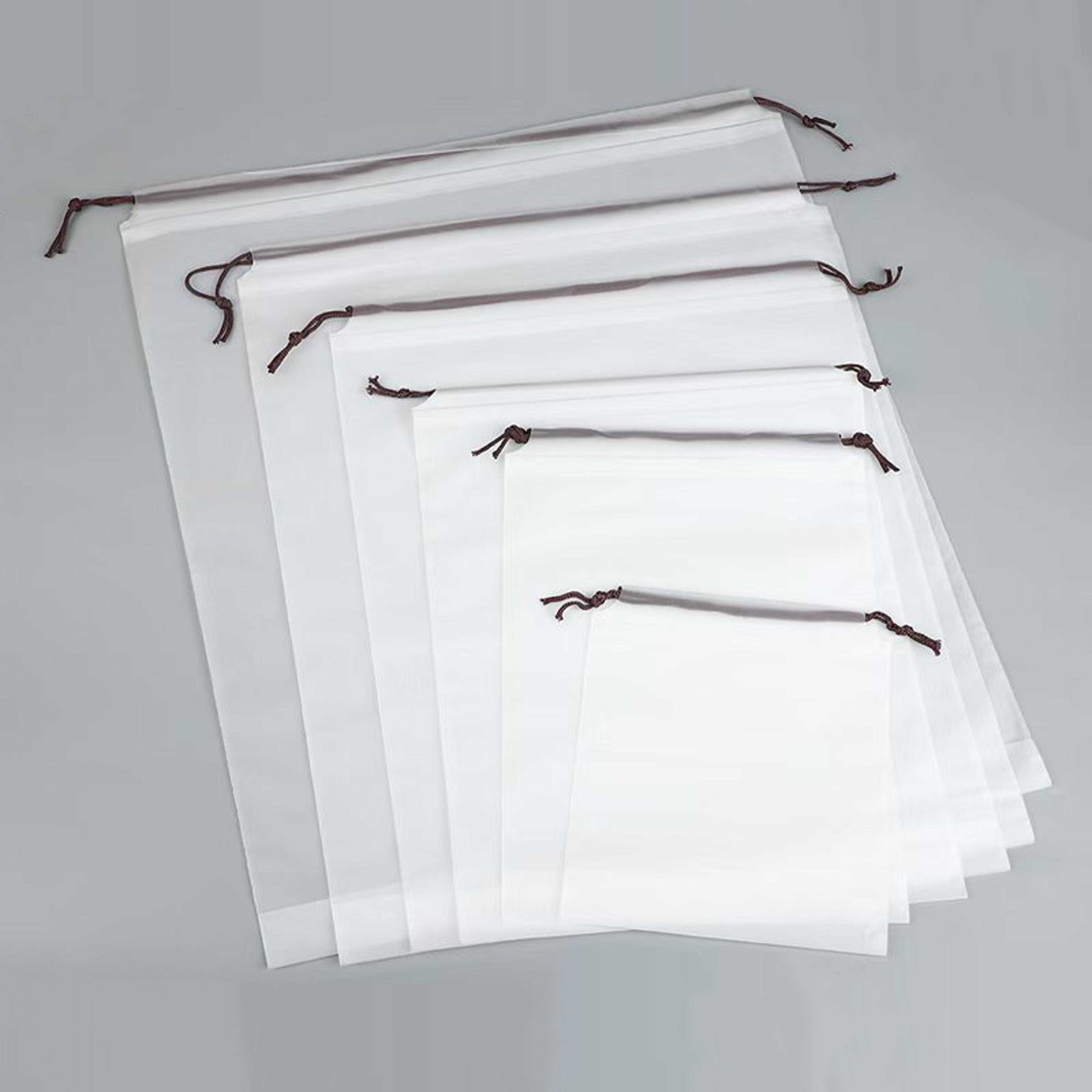 reusable waterproof pvc drawstring storage bags with transparent frosted design