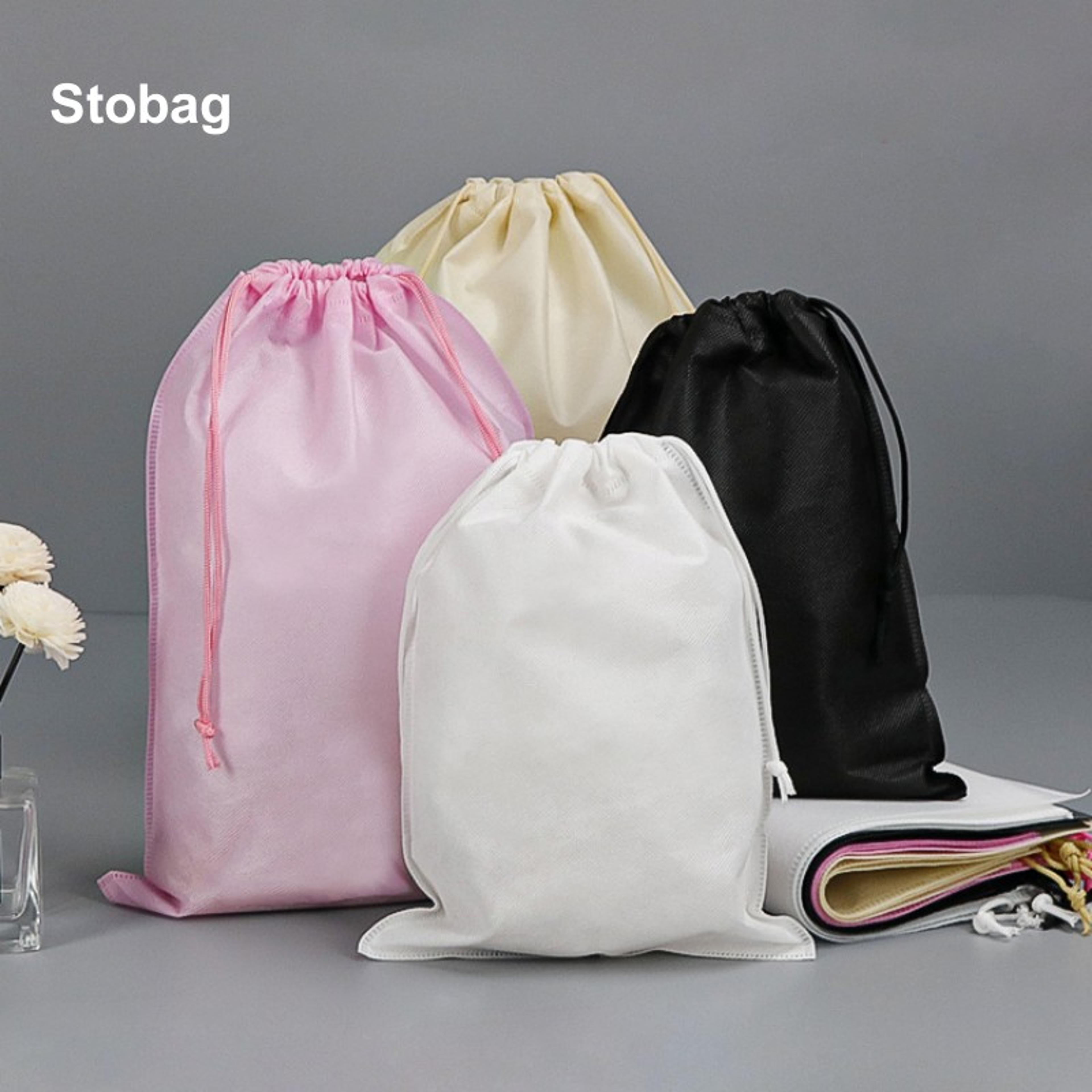 non-woven drawstring storage bags reusable portable shoe and clothing organizer pouches