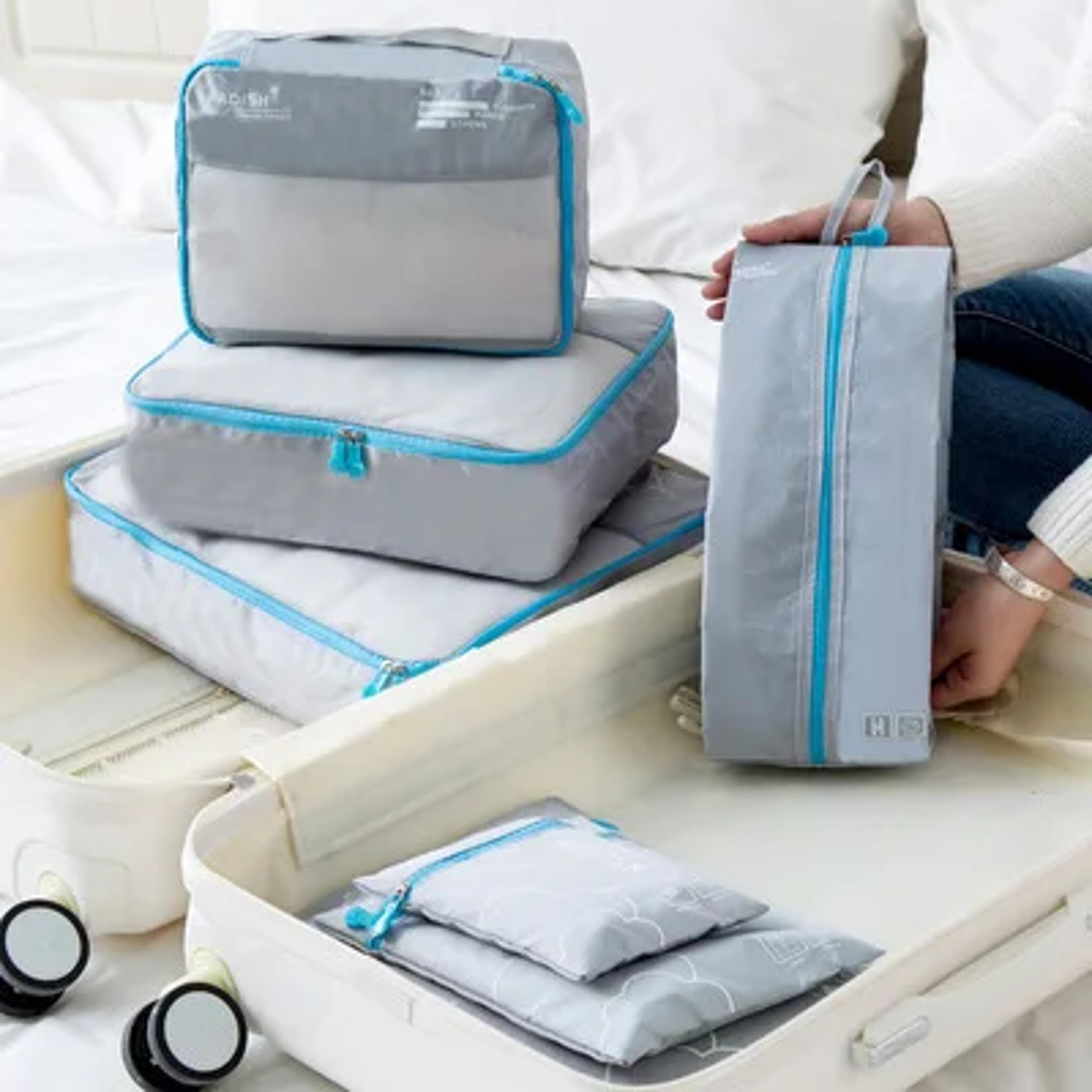 travel organizer packing bags 6 or 7 piece waterproof pvc luggage storage set